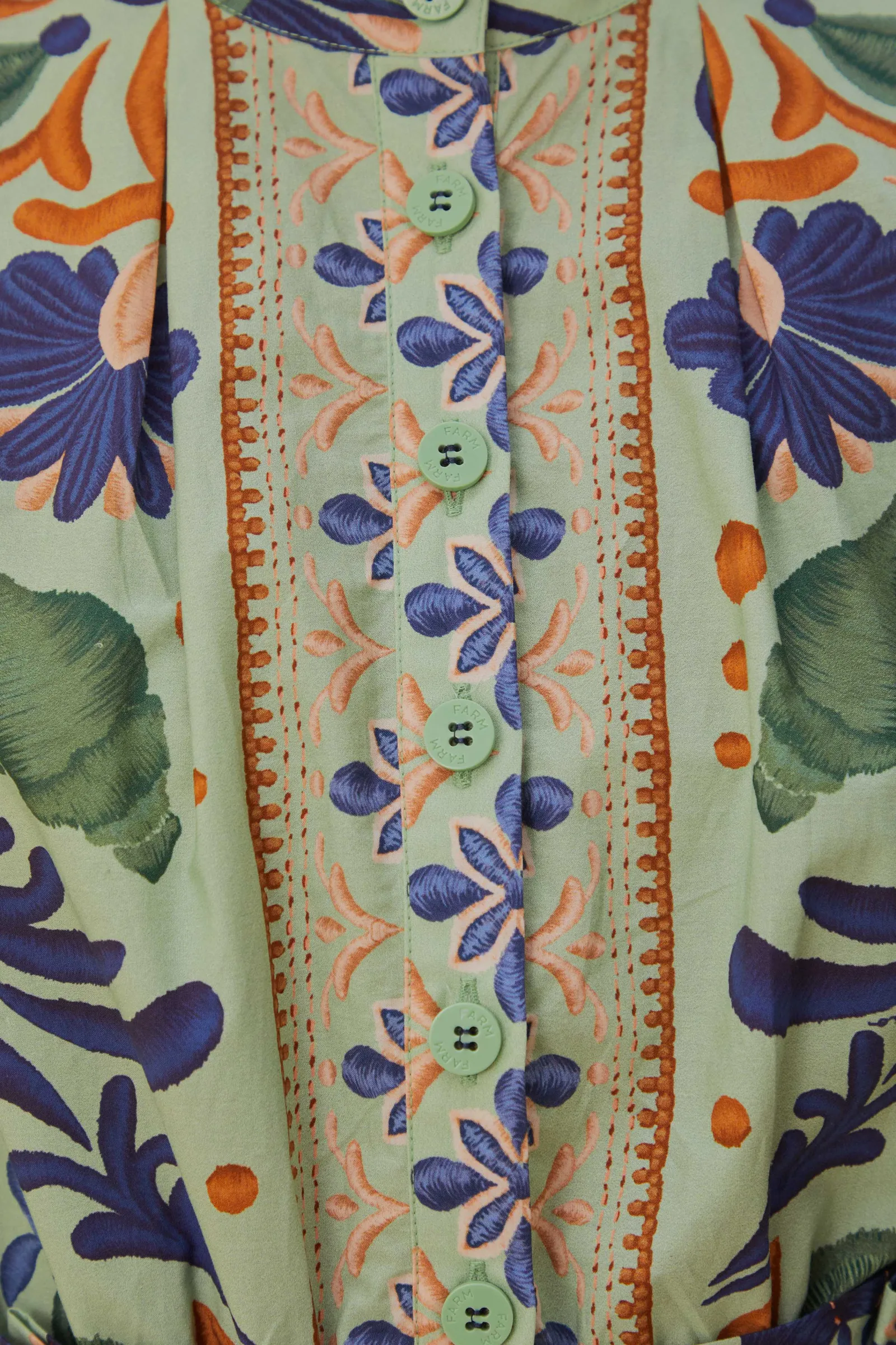 GREEN OCEAN TAPESTRY BELTED ROMPER