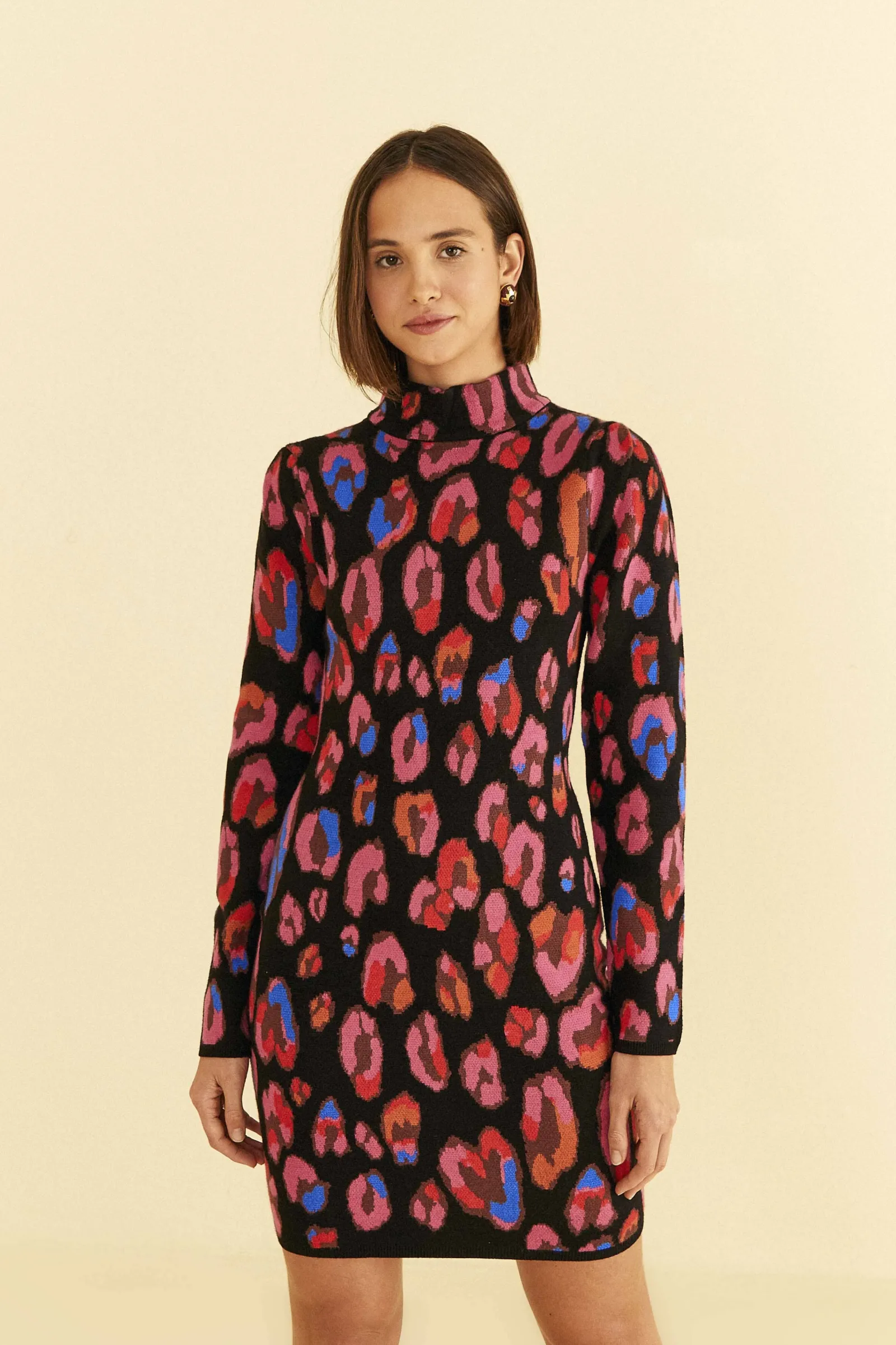  IRIDESCENT LEOPARDS KNIT MINI DRESS