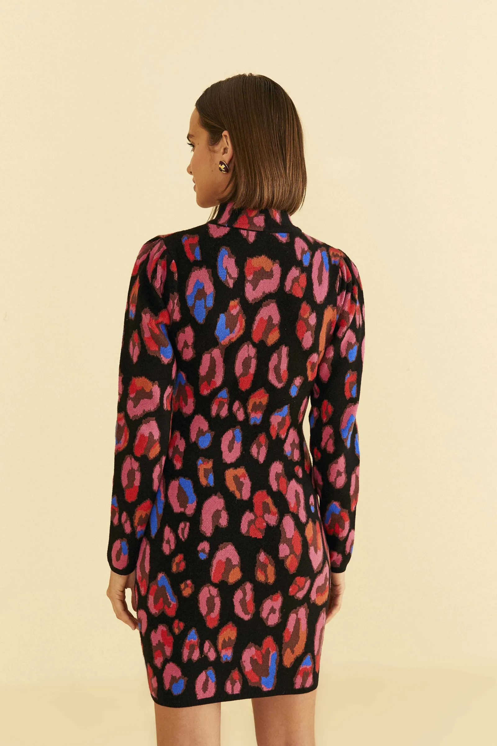 IRIDESCENT LEOPARDS KNIT MINI DRESS