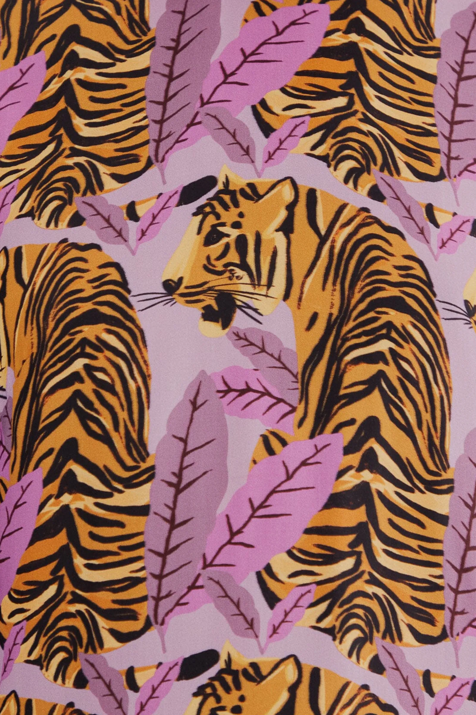 LAVENDER TIGER LEAVES MIDI DRESS