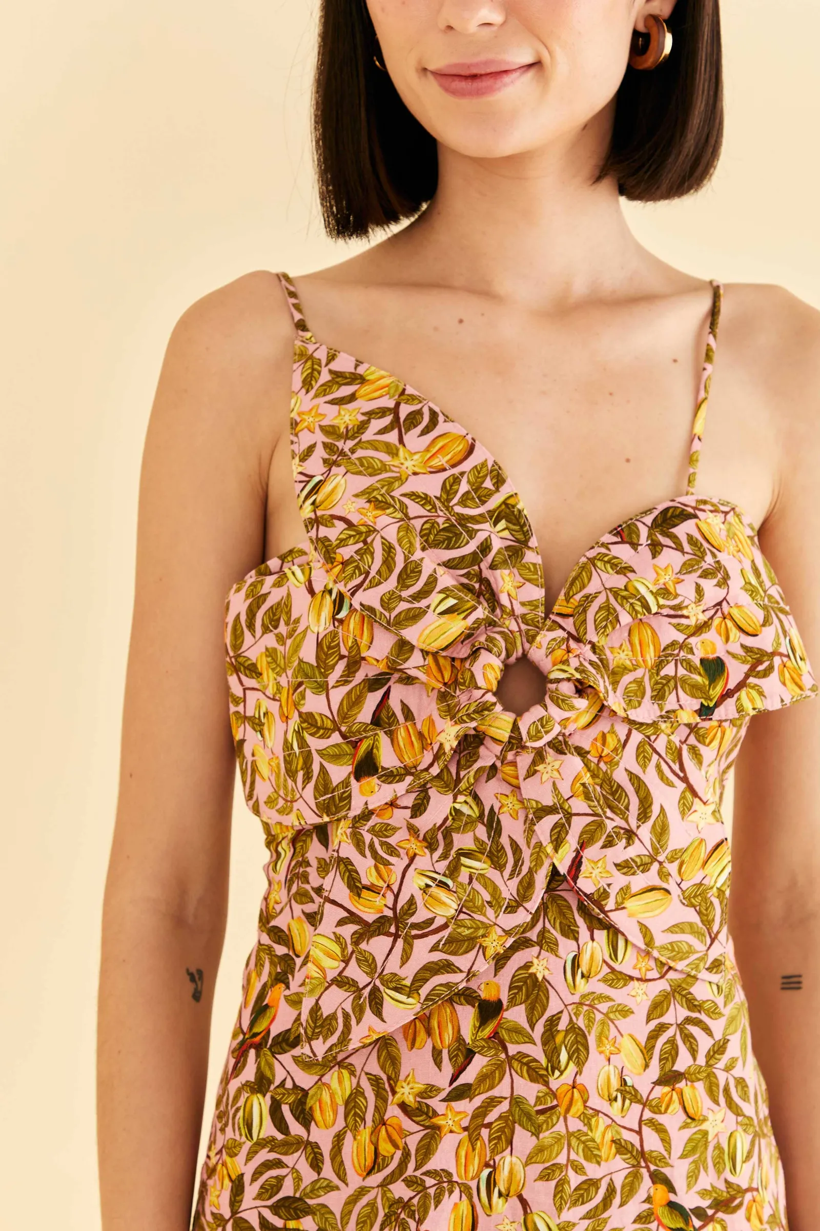 LIGHT PINK STAR FRUIT FLOWER MINI DRESS