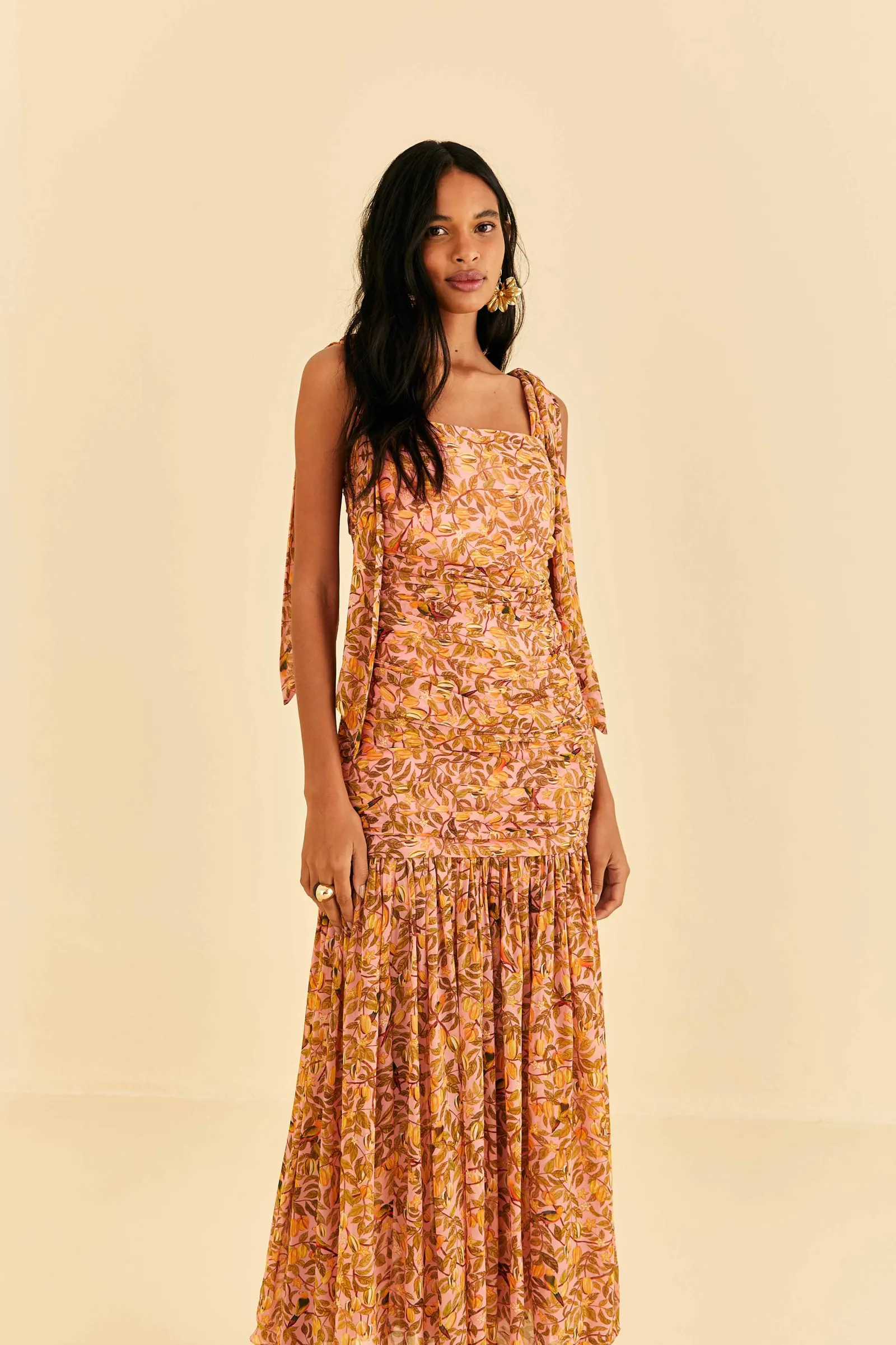  LIGHT PINK STAR FRUIT MIDI DRESS