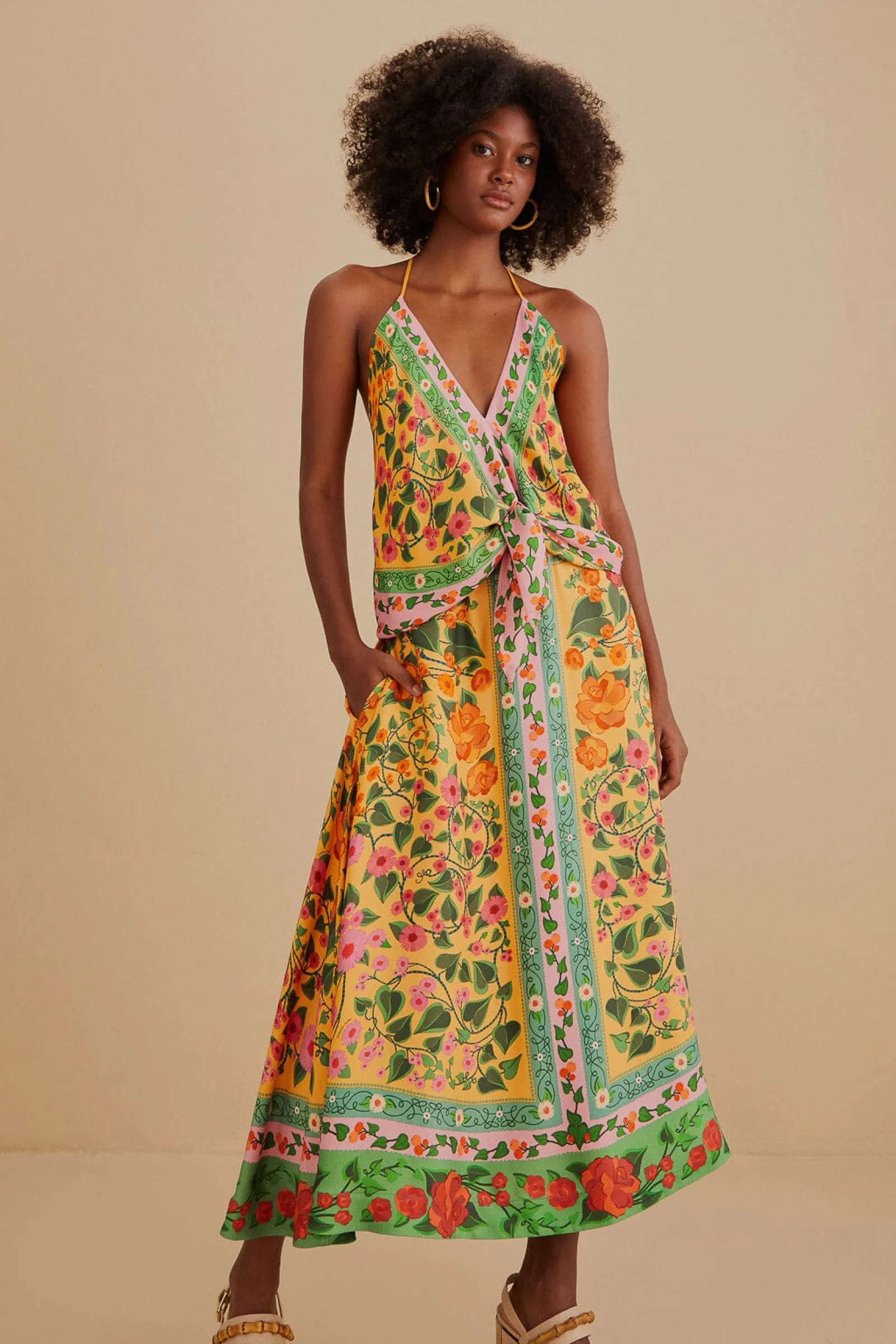  LIGHT YELLOW HEART IVY MIDI SKIRT