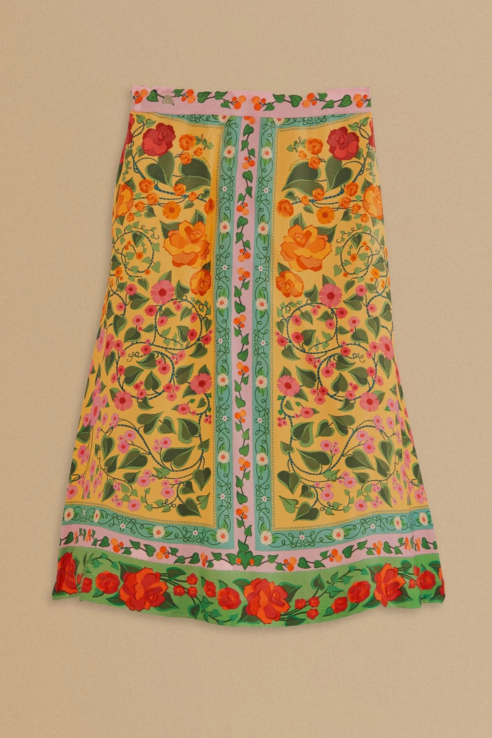 LIGHT YELLOW HEART IVY MIDI SKIRT