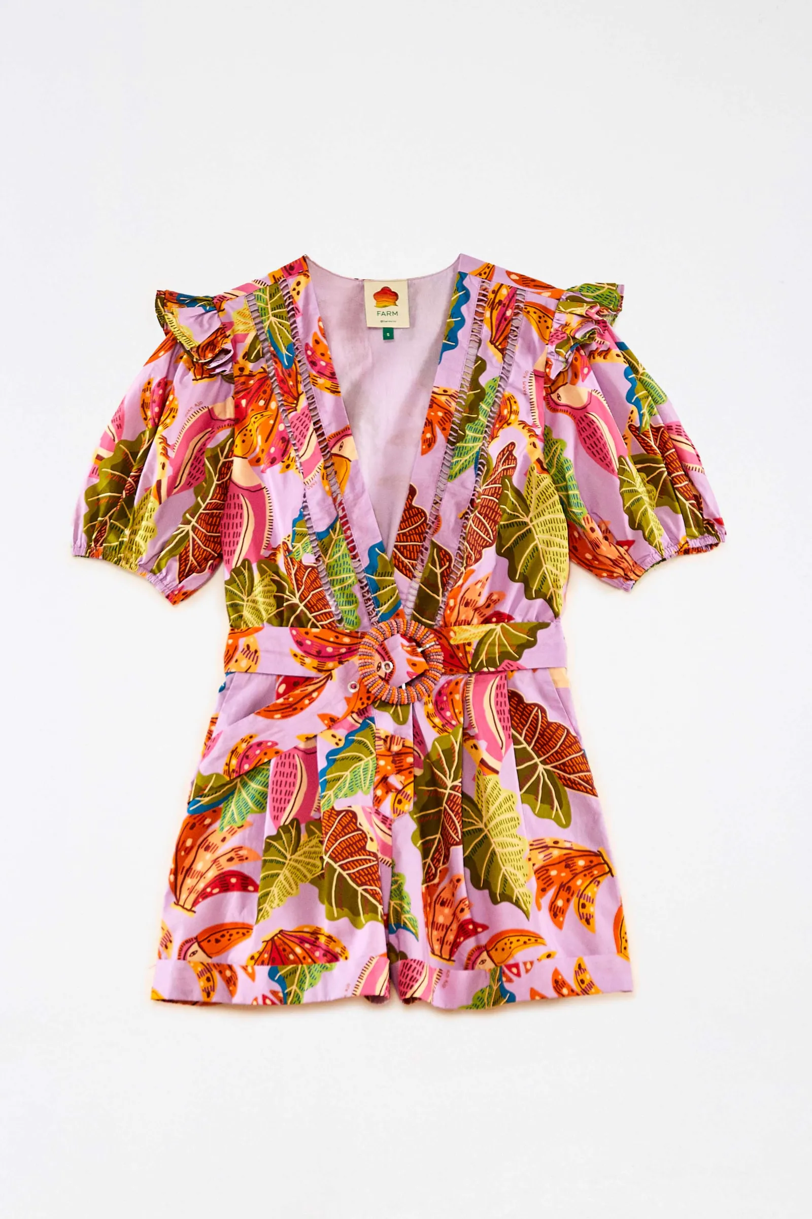 LILAC BEAKS & BANANAS V NECK ROMPER