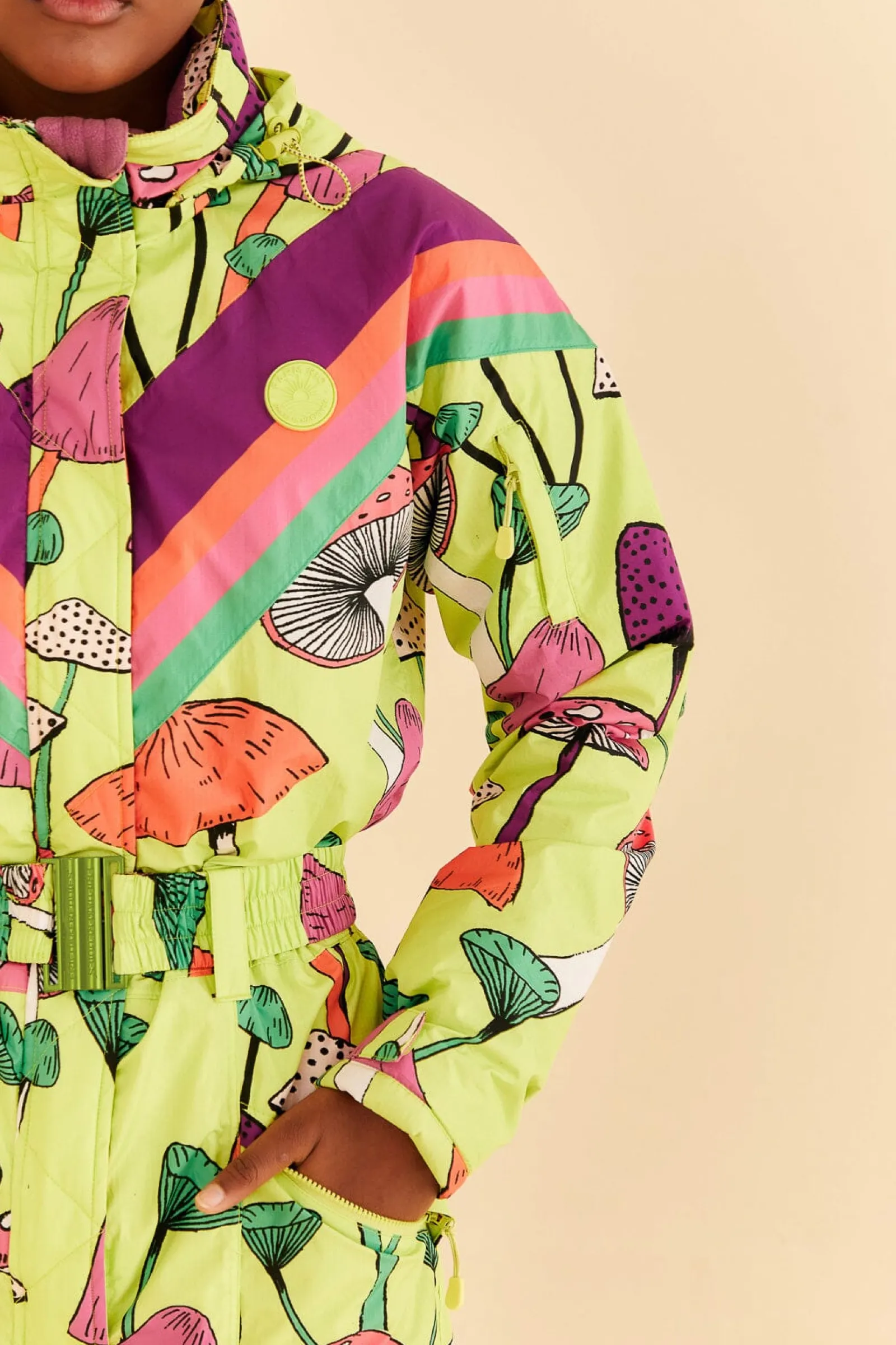 LIME GREEN NEW MUSHROOM SKI JUMPSUIT