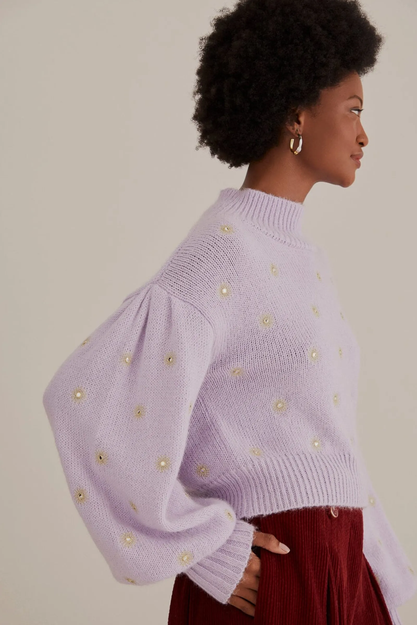 MIRROR EMBROIDERED KNIT SWEATER