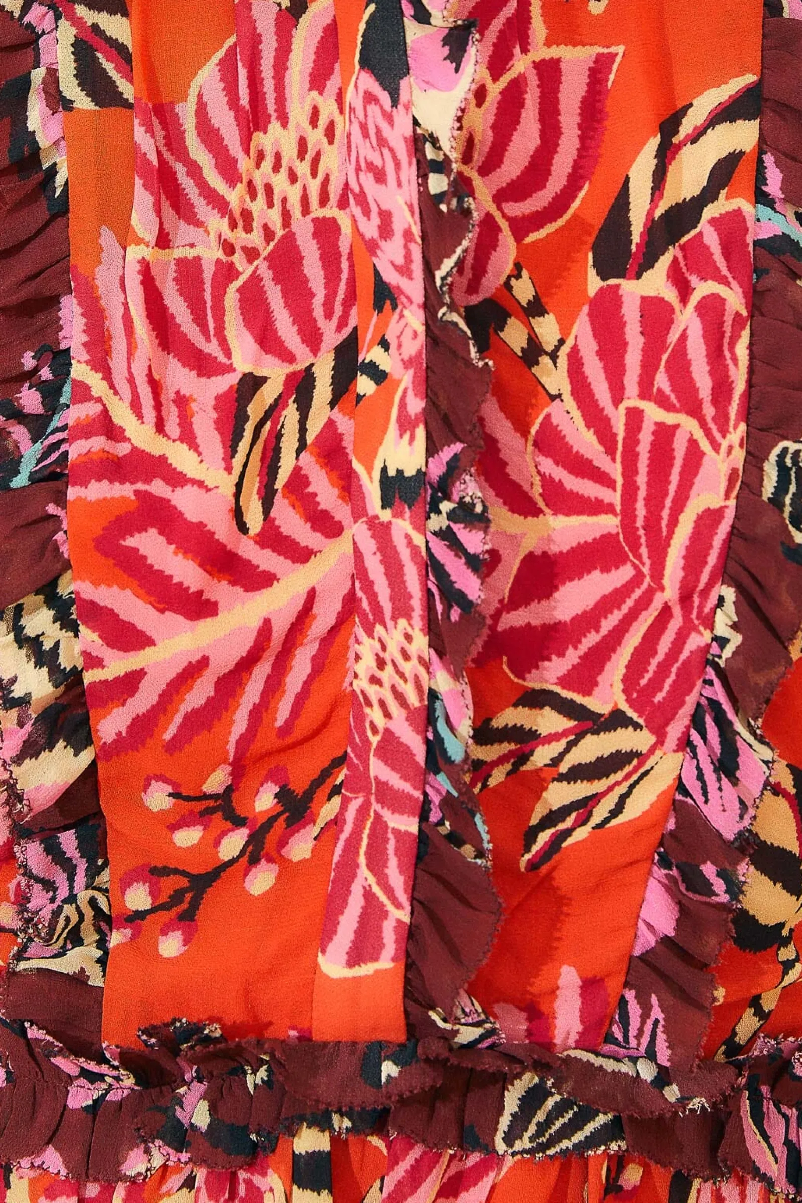 MIXED FLORAL RUFFLE MINI DRESS