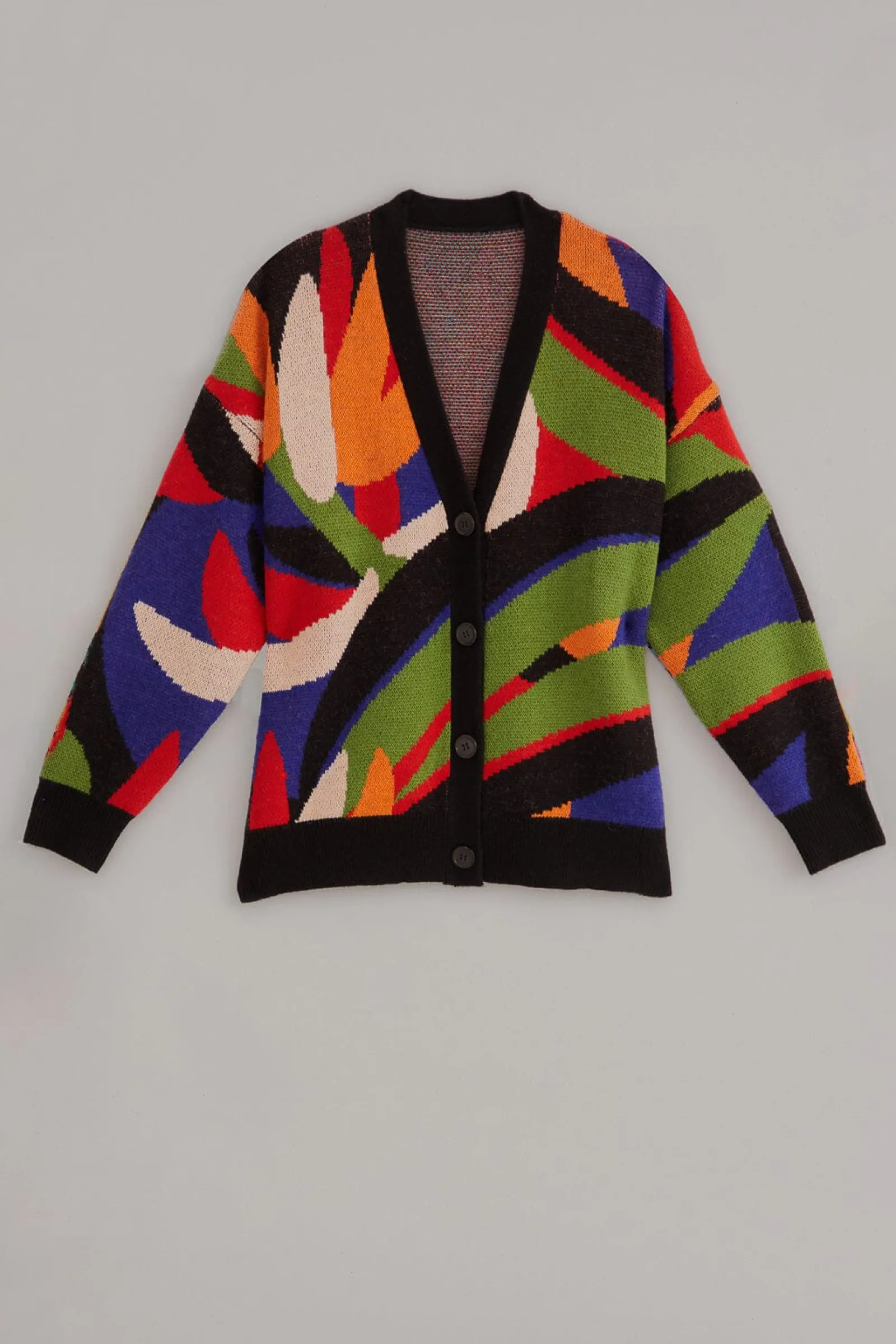 MIXED FLOWERS BANANAS KNIT CARDIGAN