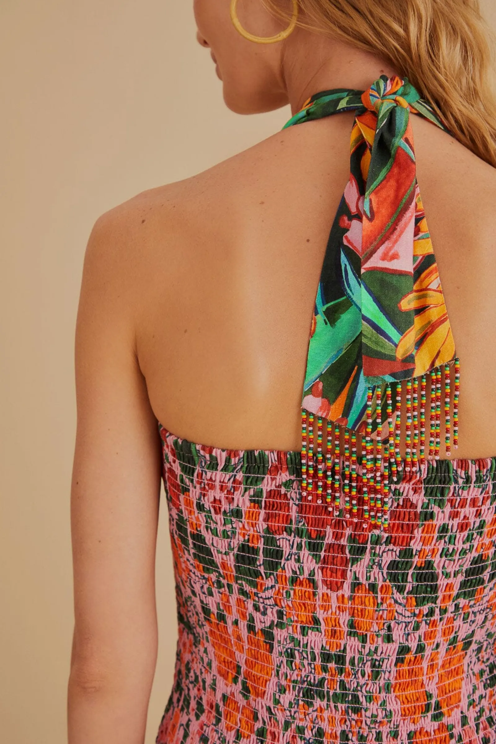 MIXED HEART IVY SCARF SLEEVELESS MIDI DRESS