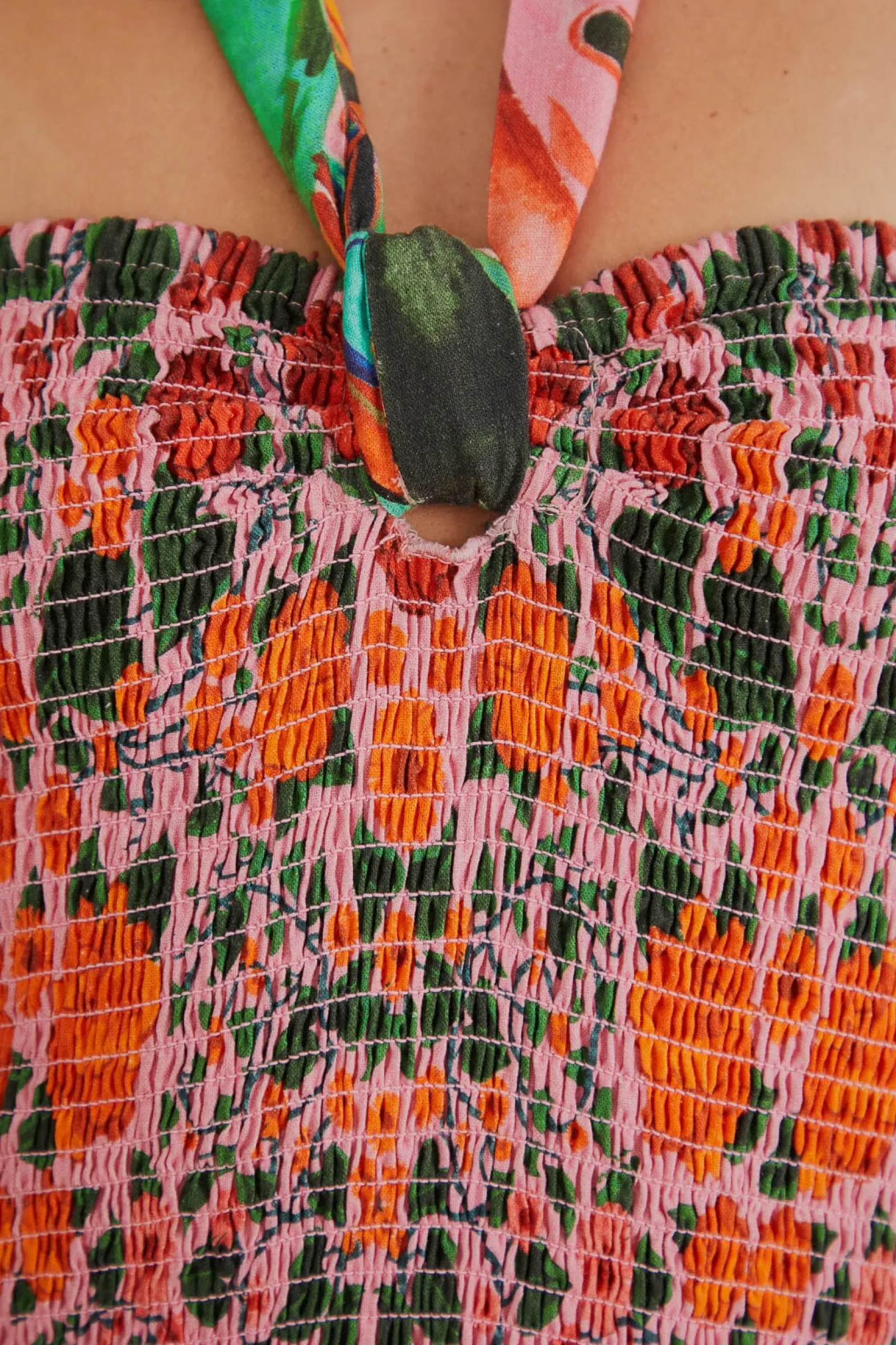 MIXED HEART IVY SCARF SLEEVELESS MIDI DRESS