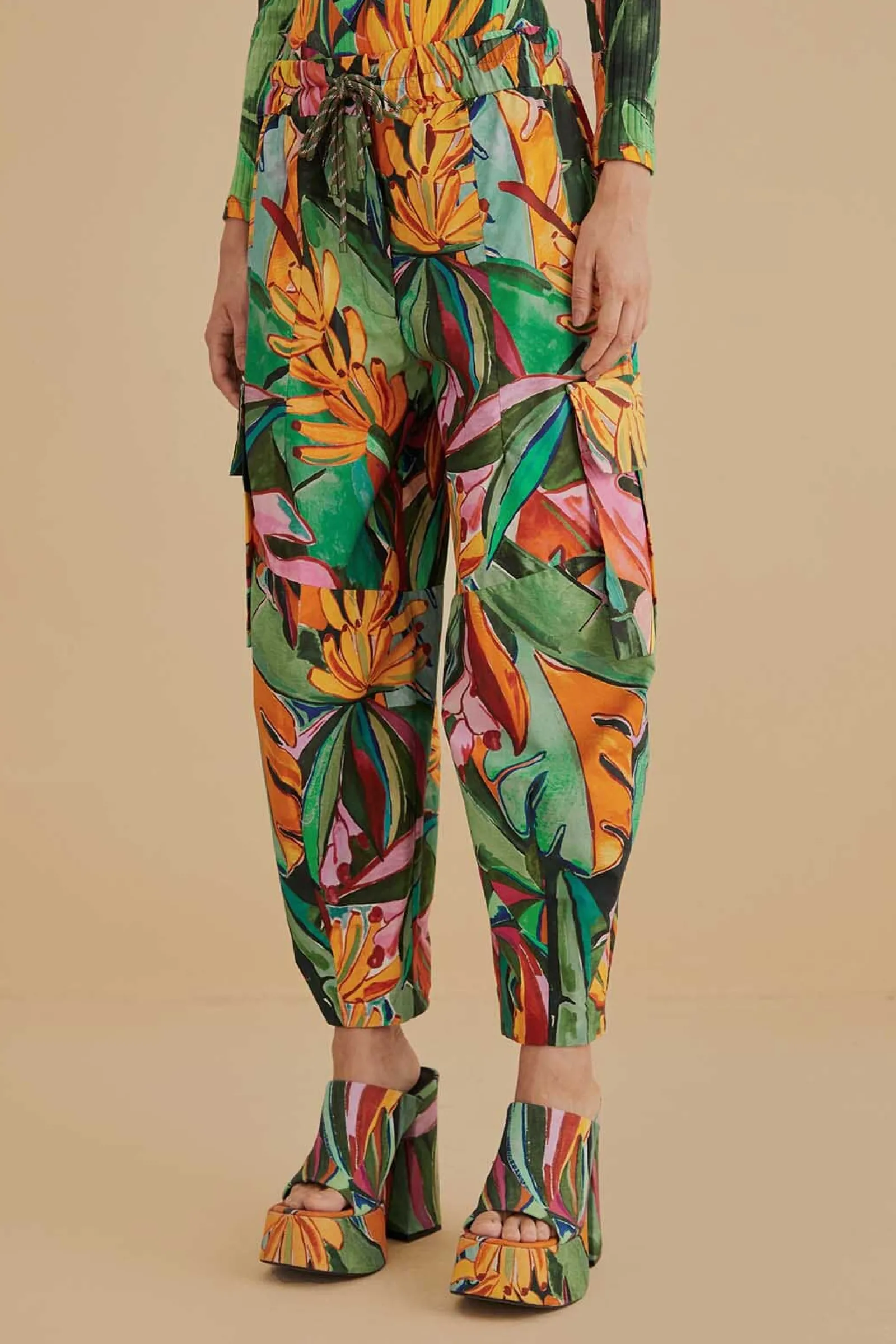 MULTICOLOR BANANA FOLIAGE PANTS