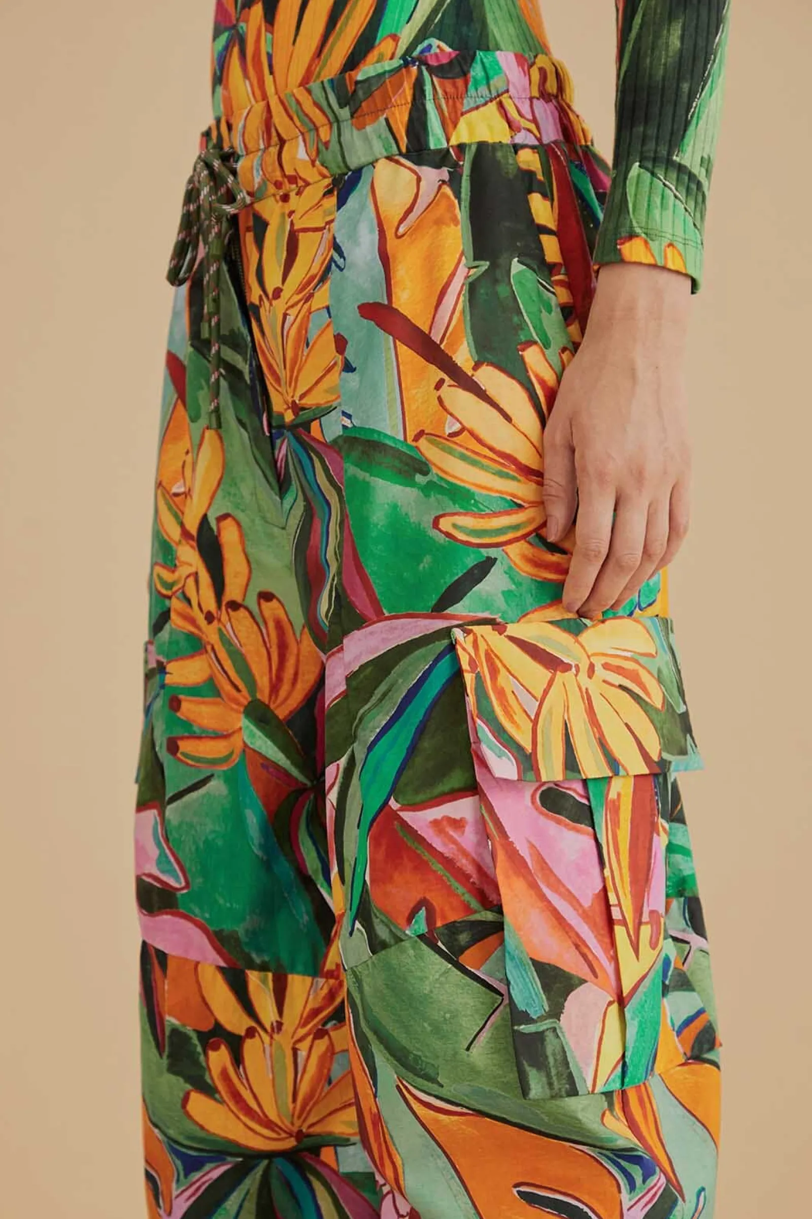 MULTICOLOR BANANA FOLIAGE PANTS