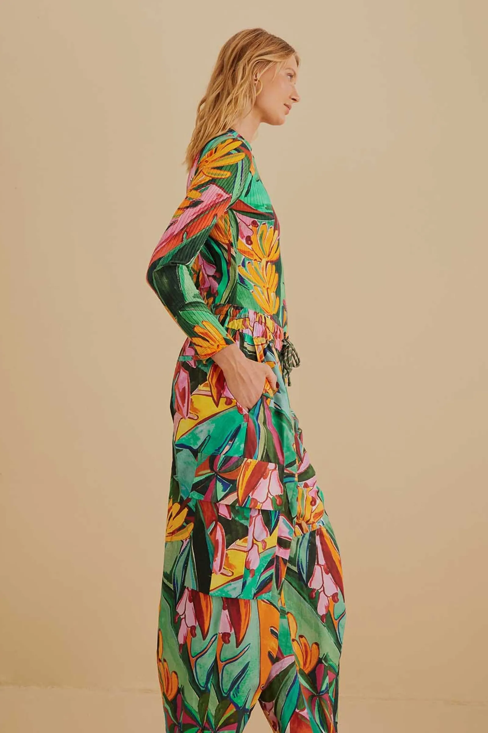 MULTICOLOR BANANA FOLIAGE PANTS