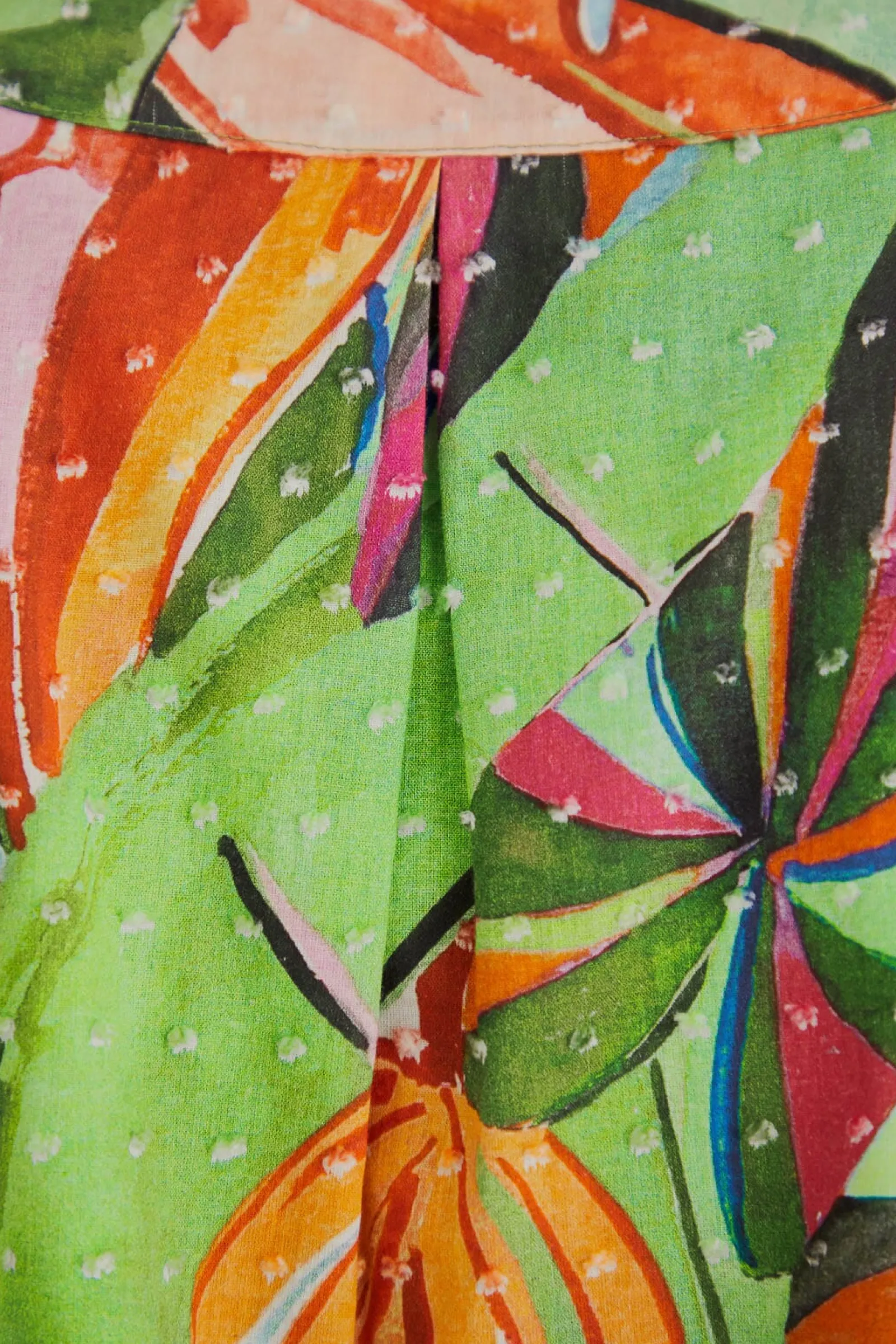 MULTICOLOR BANANA FOLIAGE SHORT SLEEVE MINI DRESS