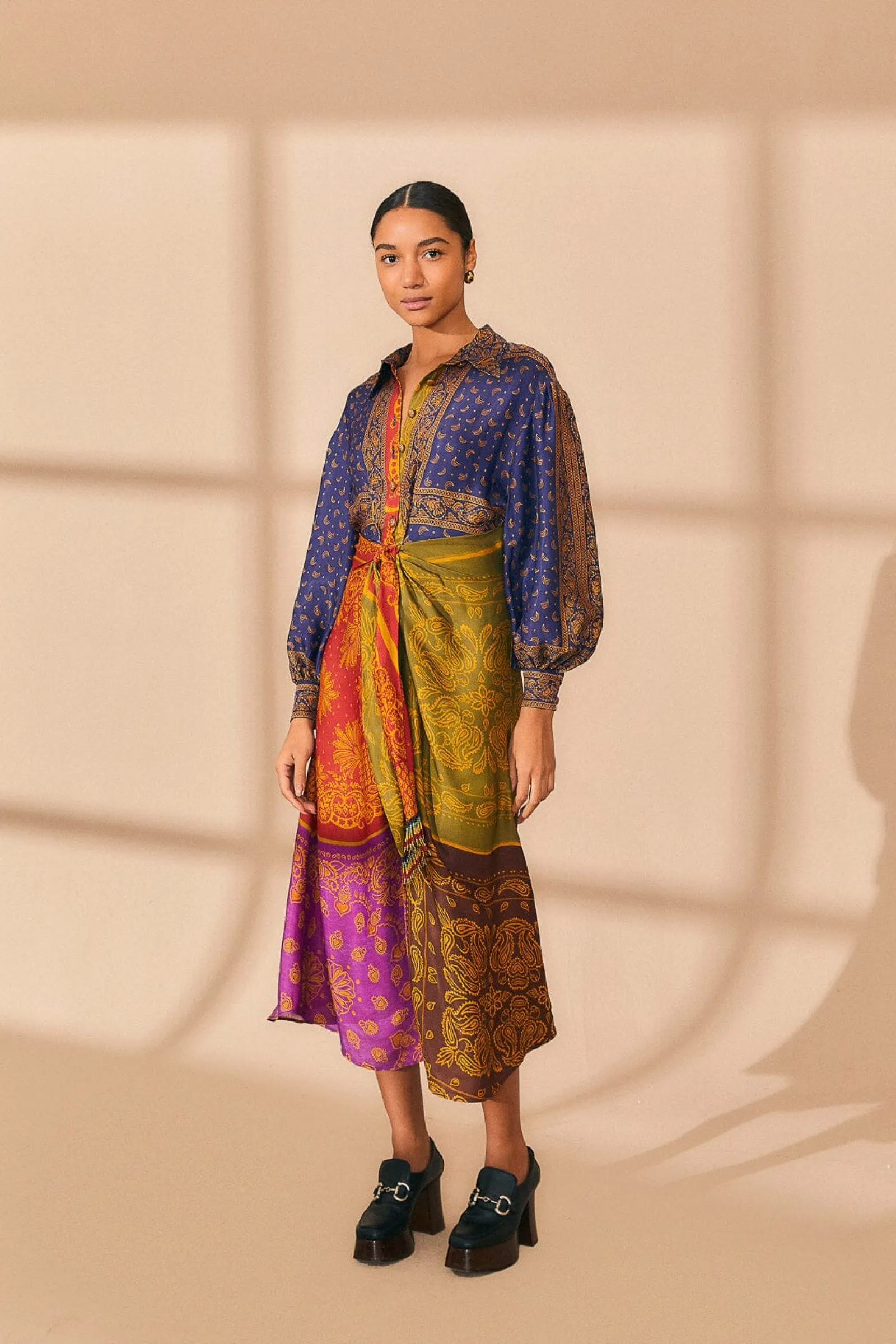  MULTICOLOR BANDANA DREAM MIDI SHIRTDRESS