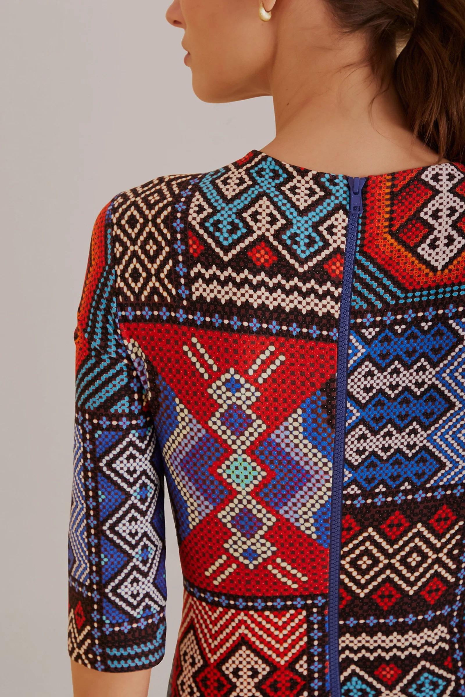 MULTICOLOR RAUTI SHORT SLEEVE MIDI DRESS