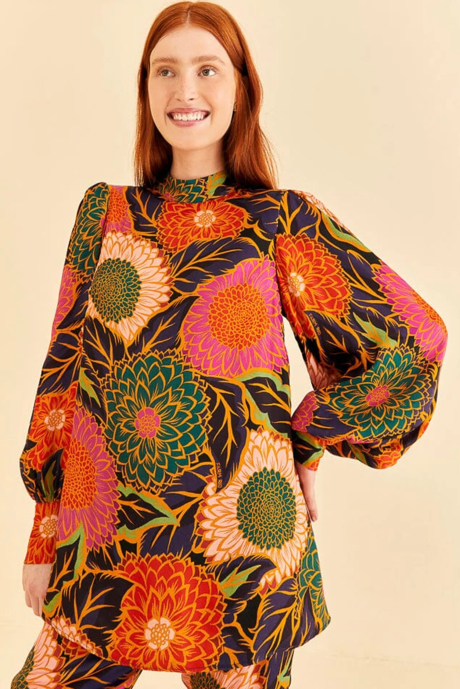  MULTICOLOR VINTAGE GARDEN SATIN BLOUSE