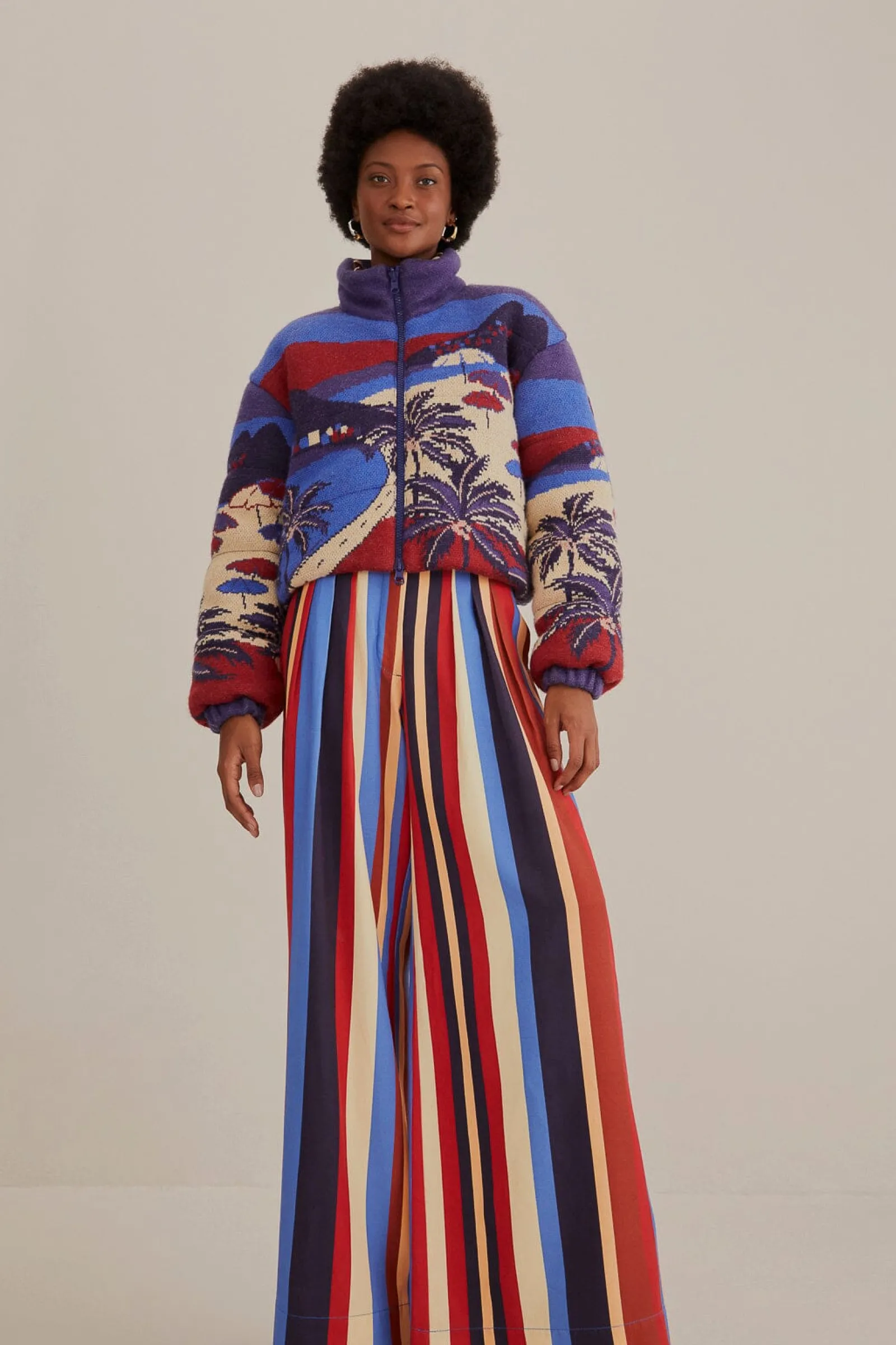 MULTICOLOR WINTER STRIPES TAILORED PANTS