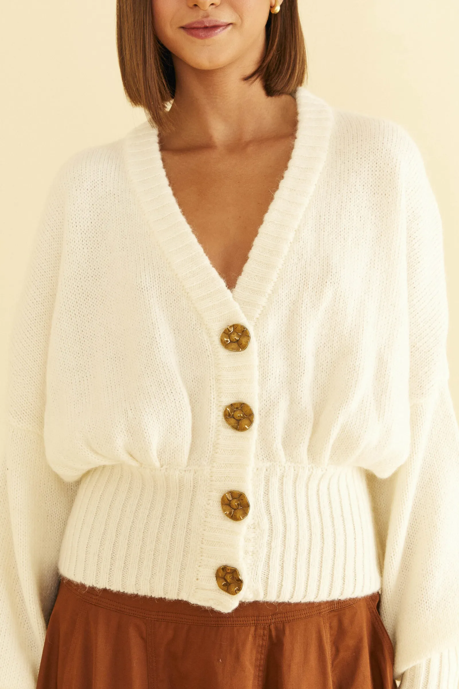 OFF-WHITE BUBBLE KNIT CARDIGAN