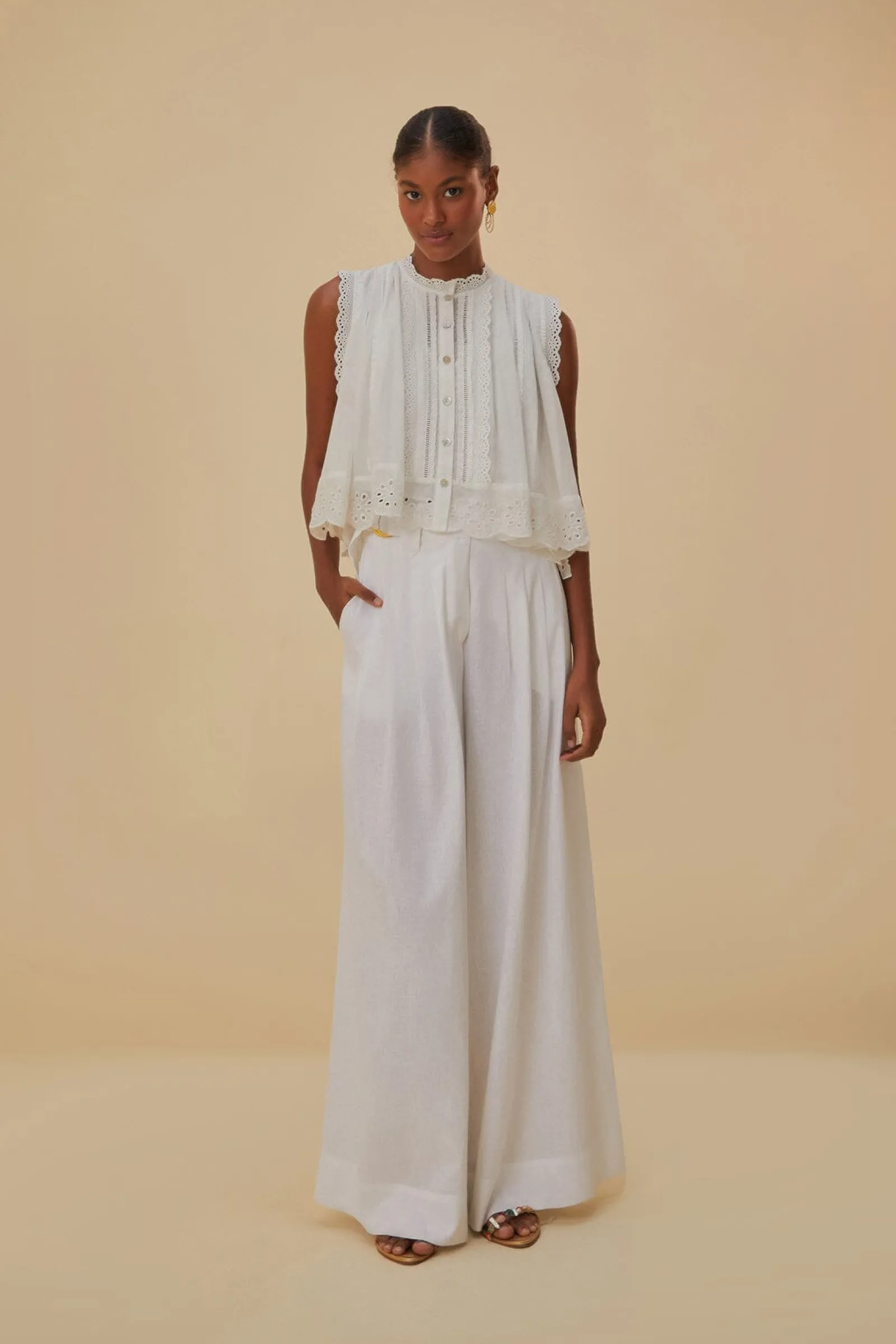  OFF-WHITE LINEN LOW WAIST PANTS