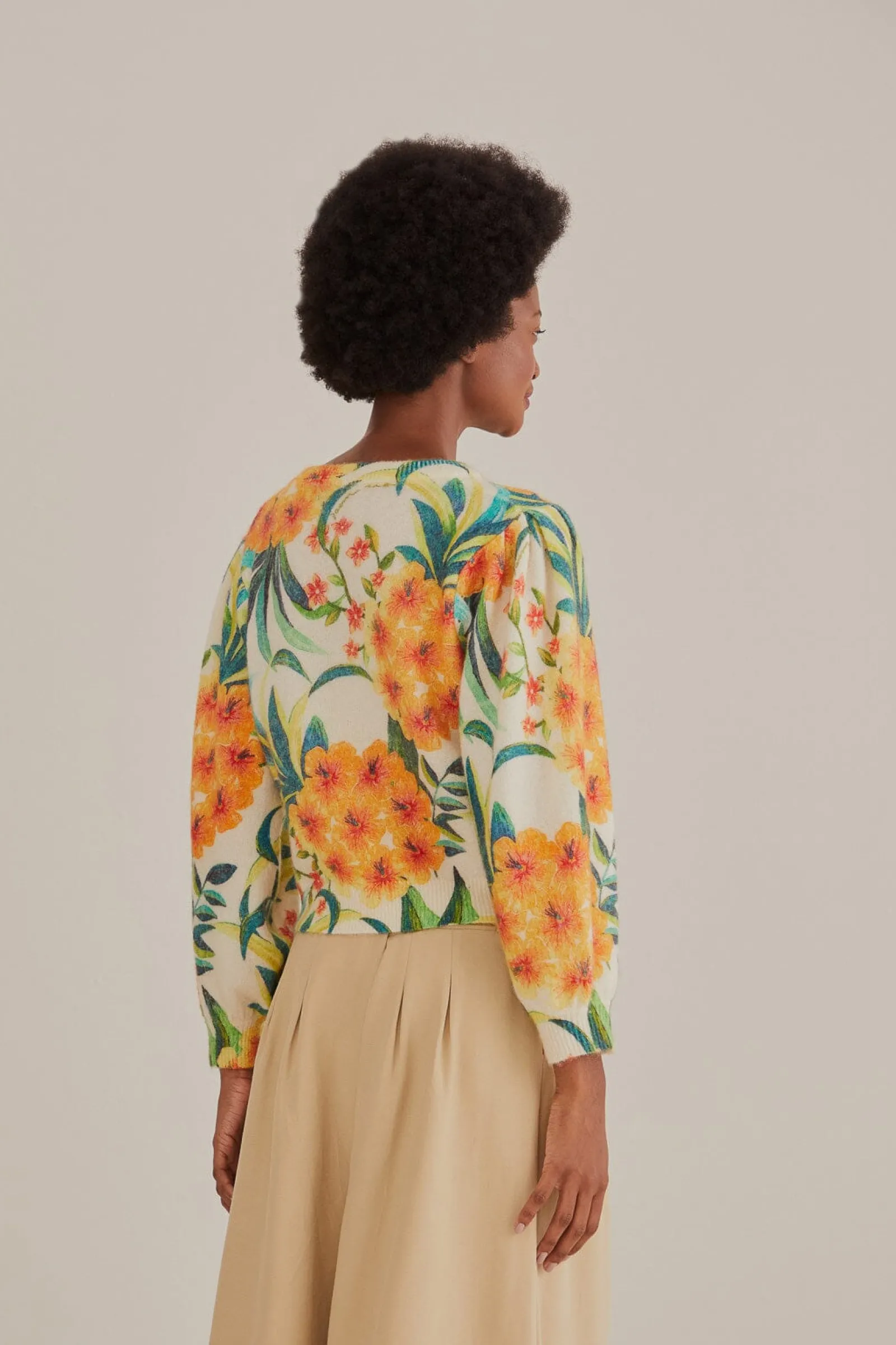 OFF-WHITE PINEAPPLE BLOOM KNIT CARDIGAN