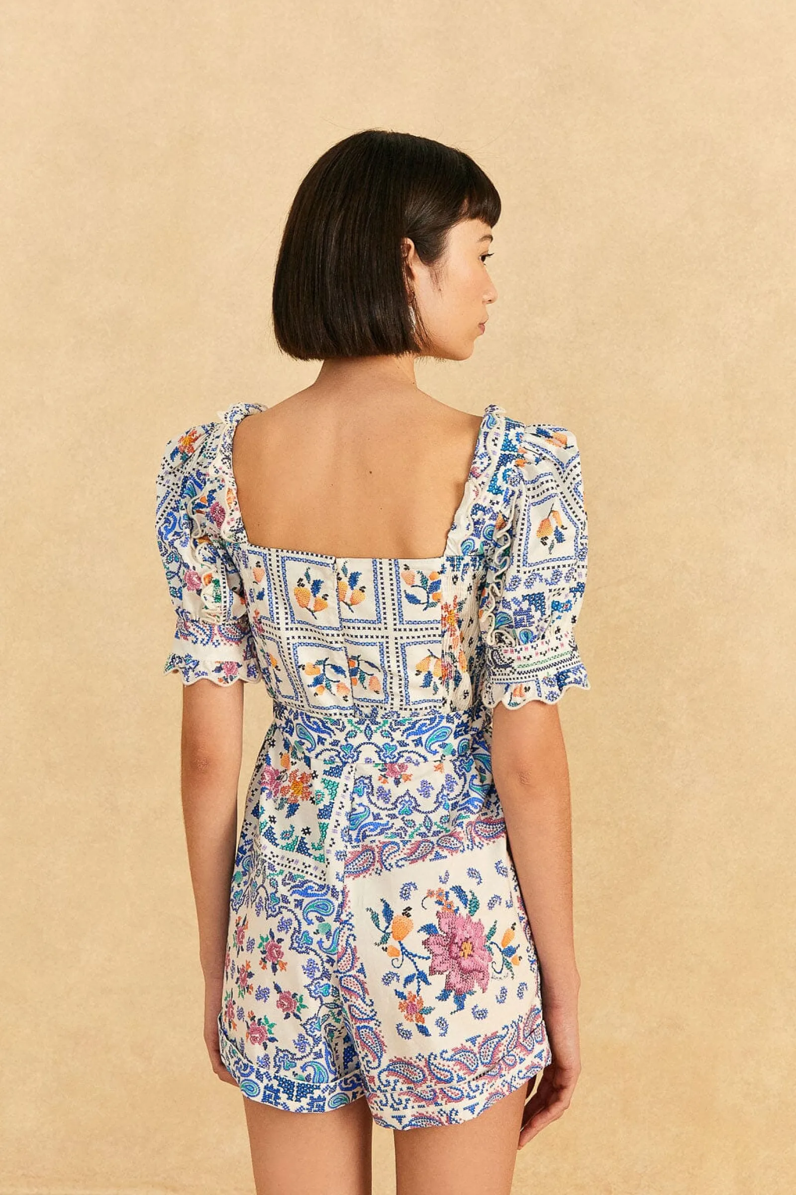 OFF-WHITE ROMANTIC BANDANAS ORGANIC COTTON ROMPER