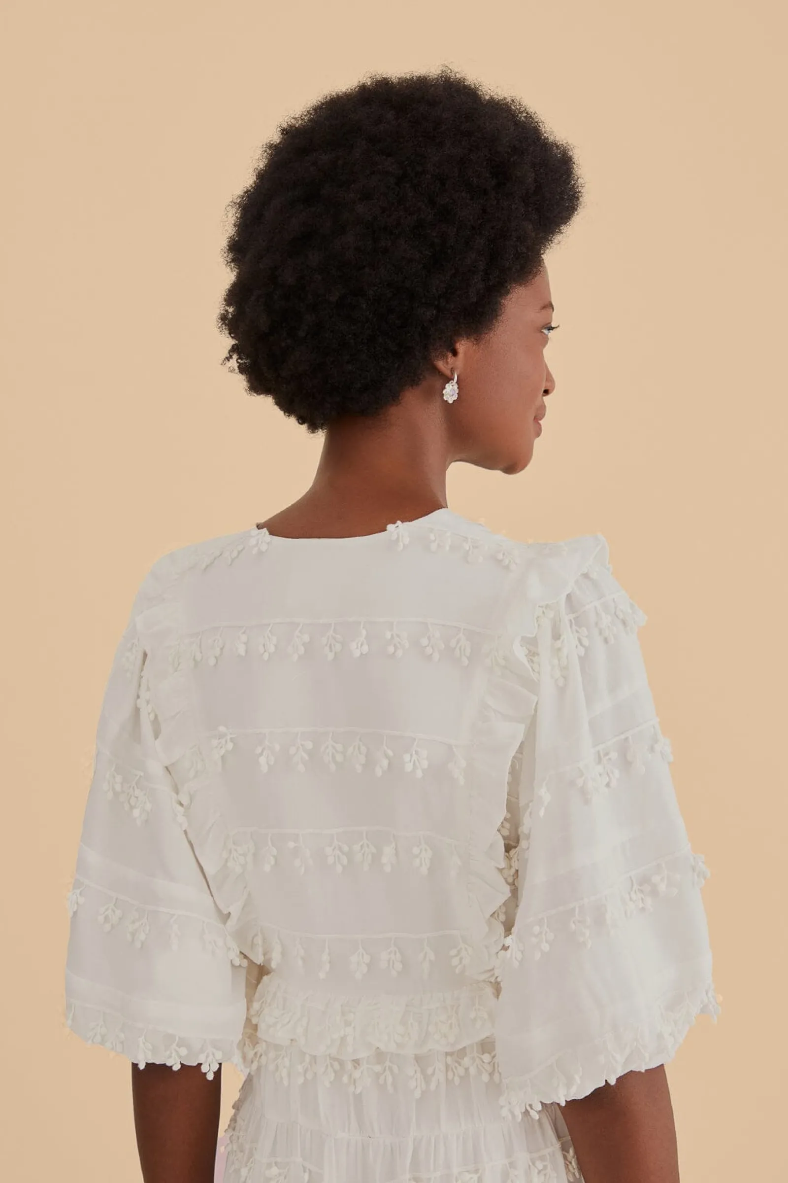 OFF-WHITE RUFFLE TASSELS MIDI DRESS