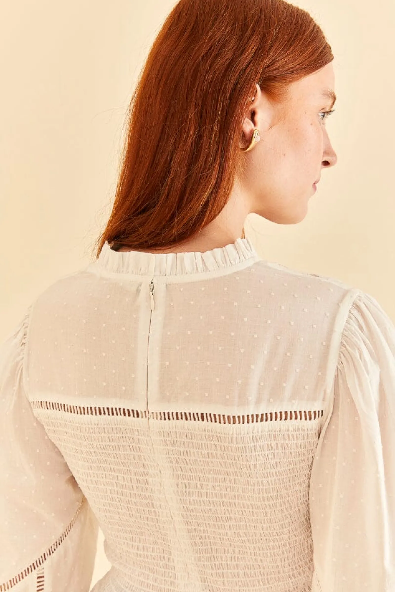 OFF-WHITE SMOCKED BLOUSE