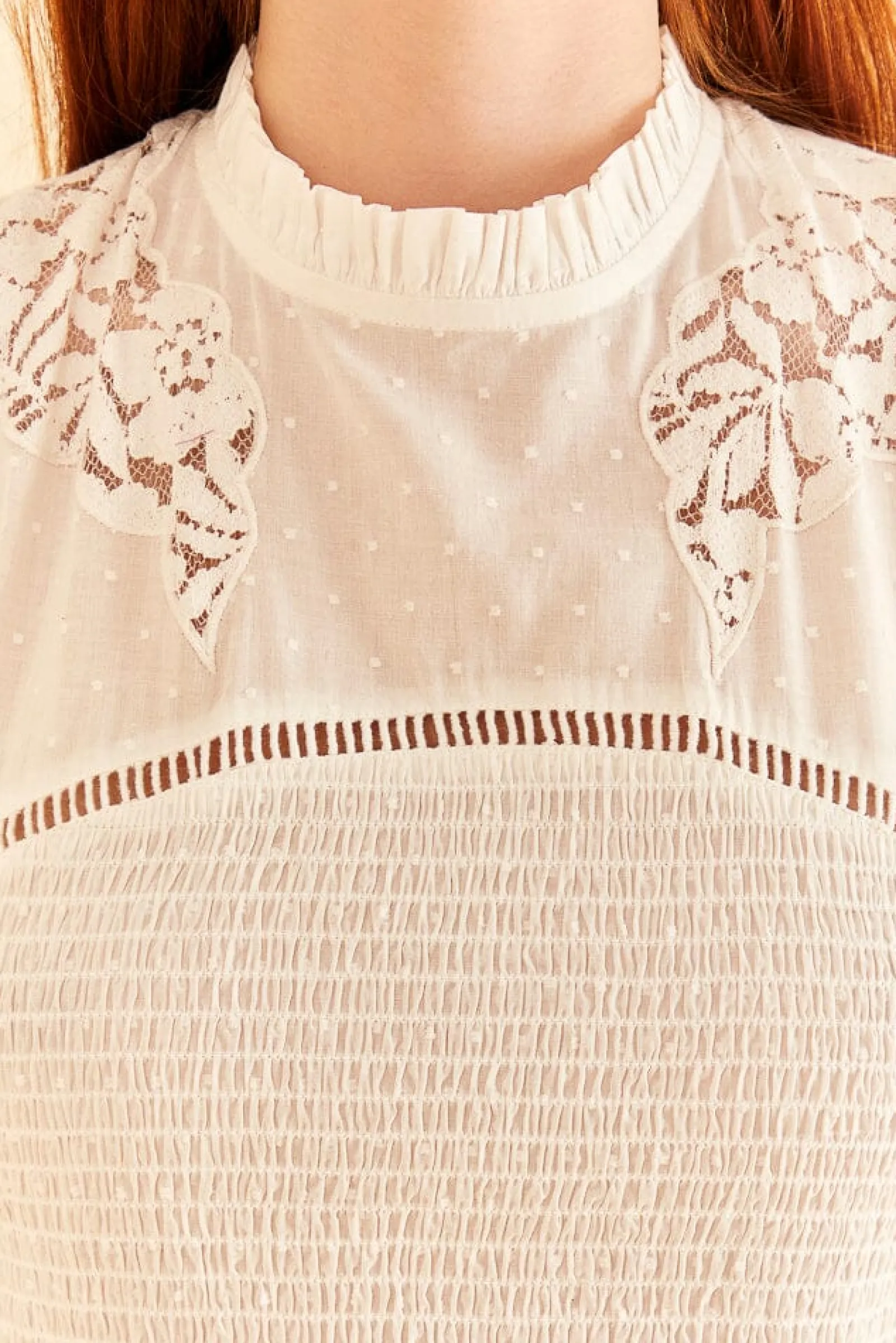 OFF-WHITE SMOCKED BLOUSE