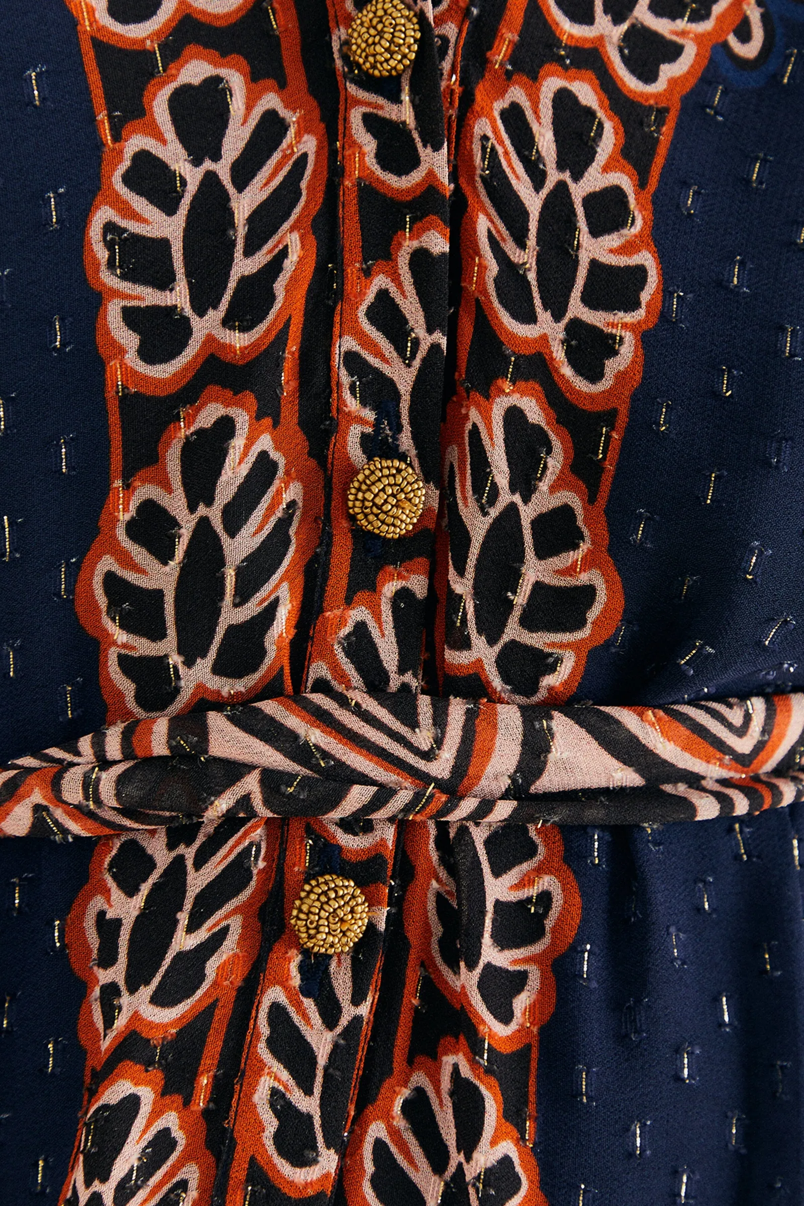 ORANGE AINIKA TAPESTRY SLIT MAXI DRESS