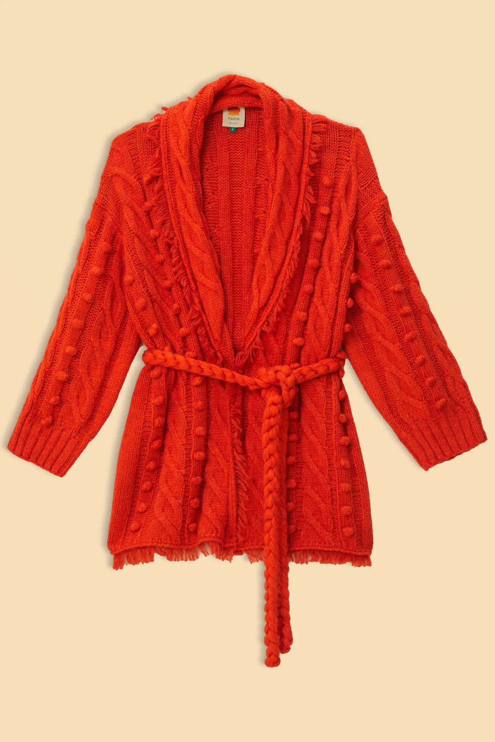 ORANGE BRAIDED KNIT CARDIGAN