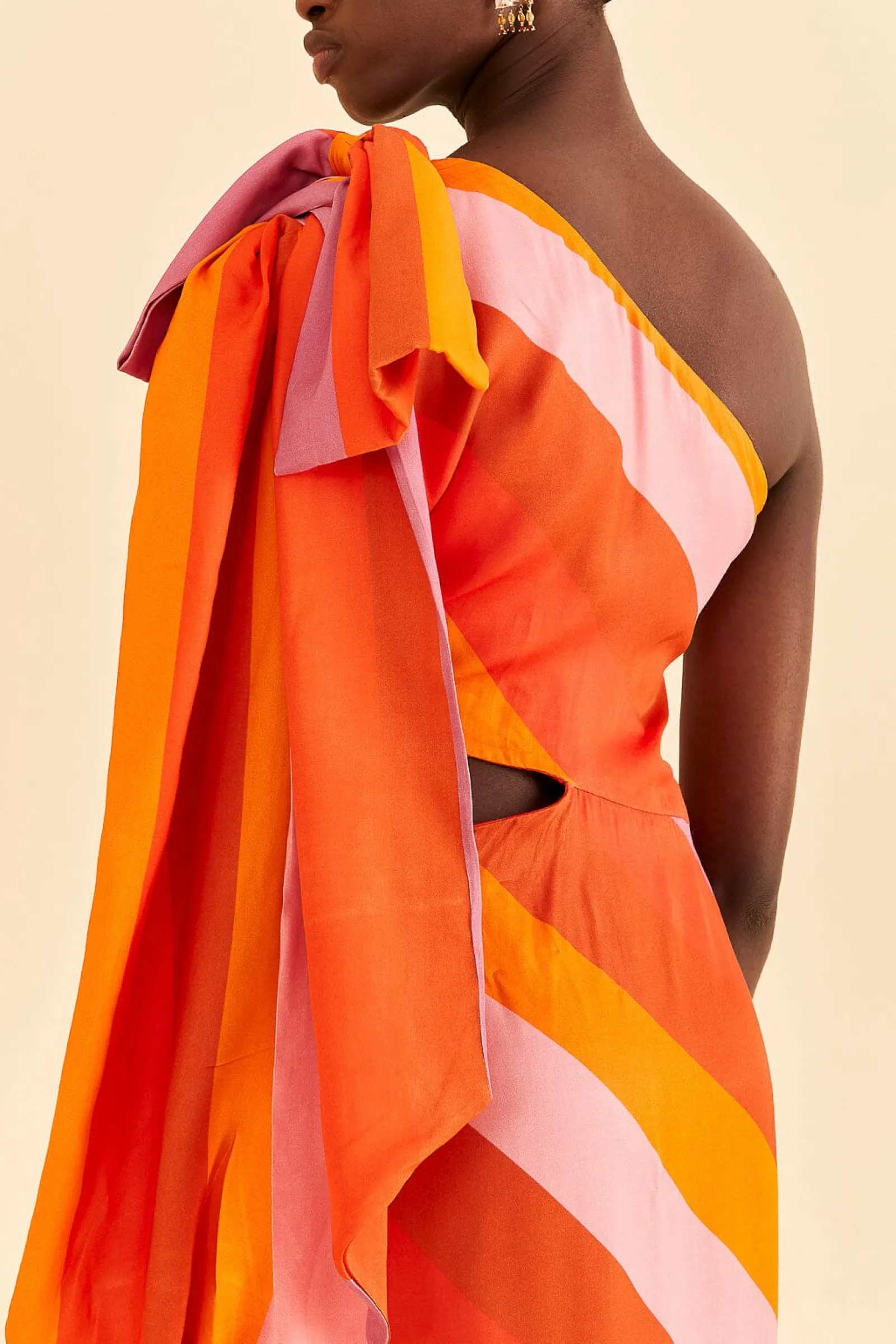 PARTY STRIPES MULTICOLOR ONE SHOULDER MAXI DRESS