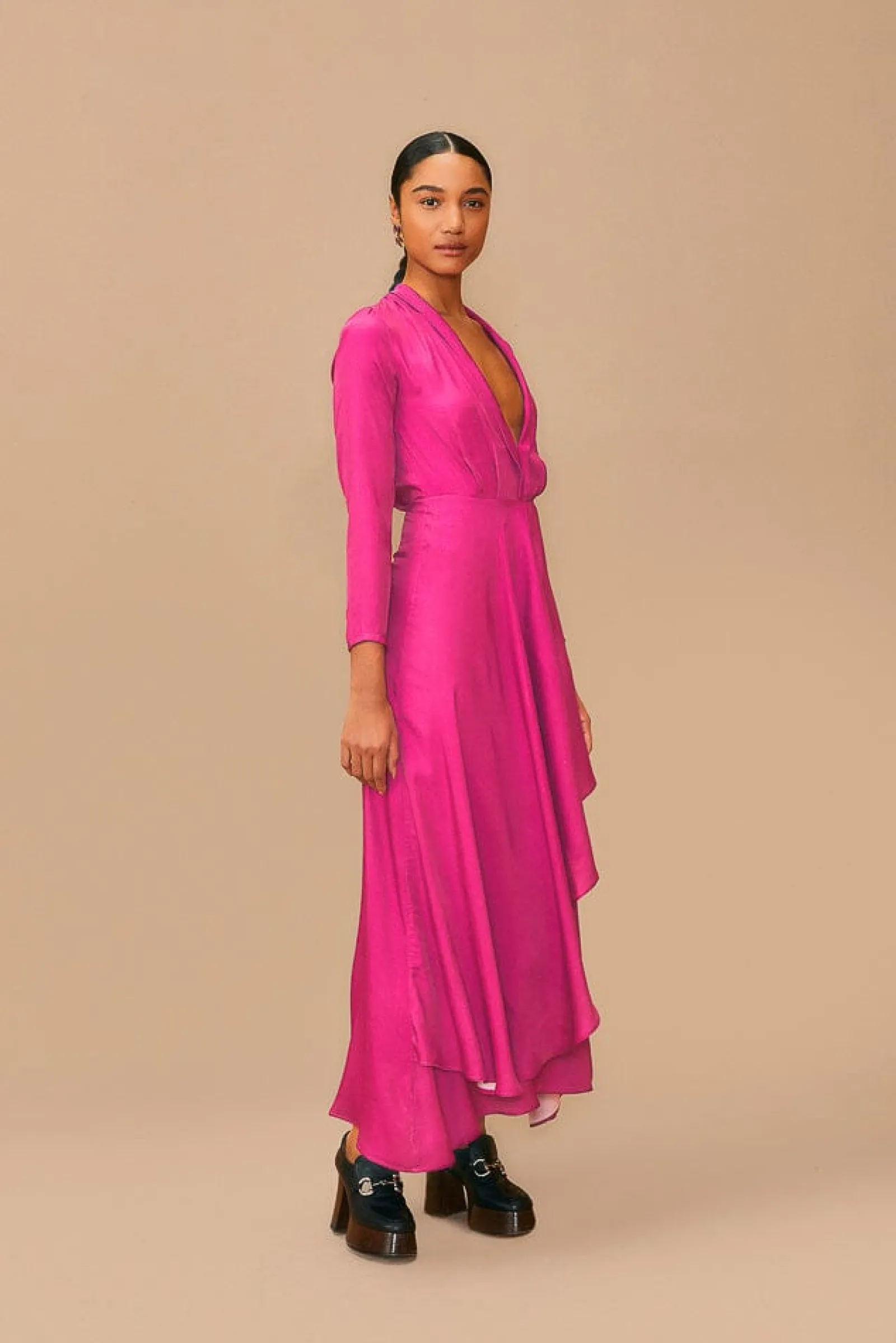  PINK LONG SLEEVE MAXI DRESS