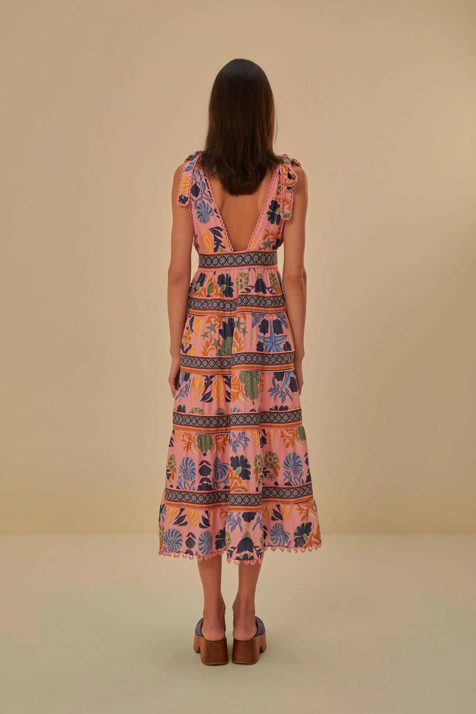 PINK SEASHELL TAPESTRY MIDI DRESS