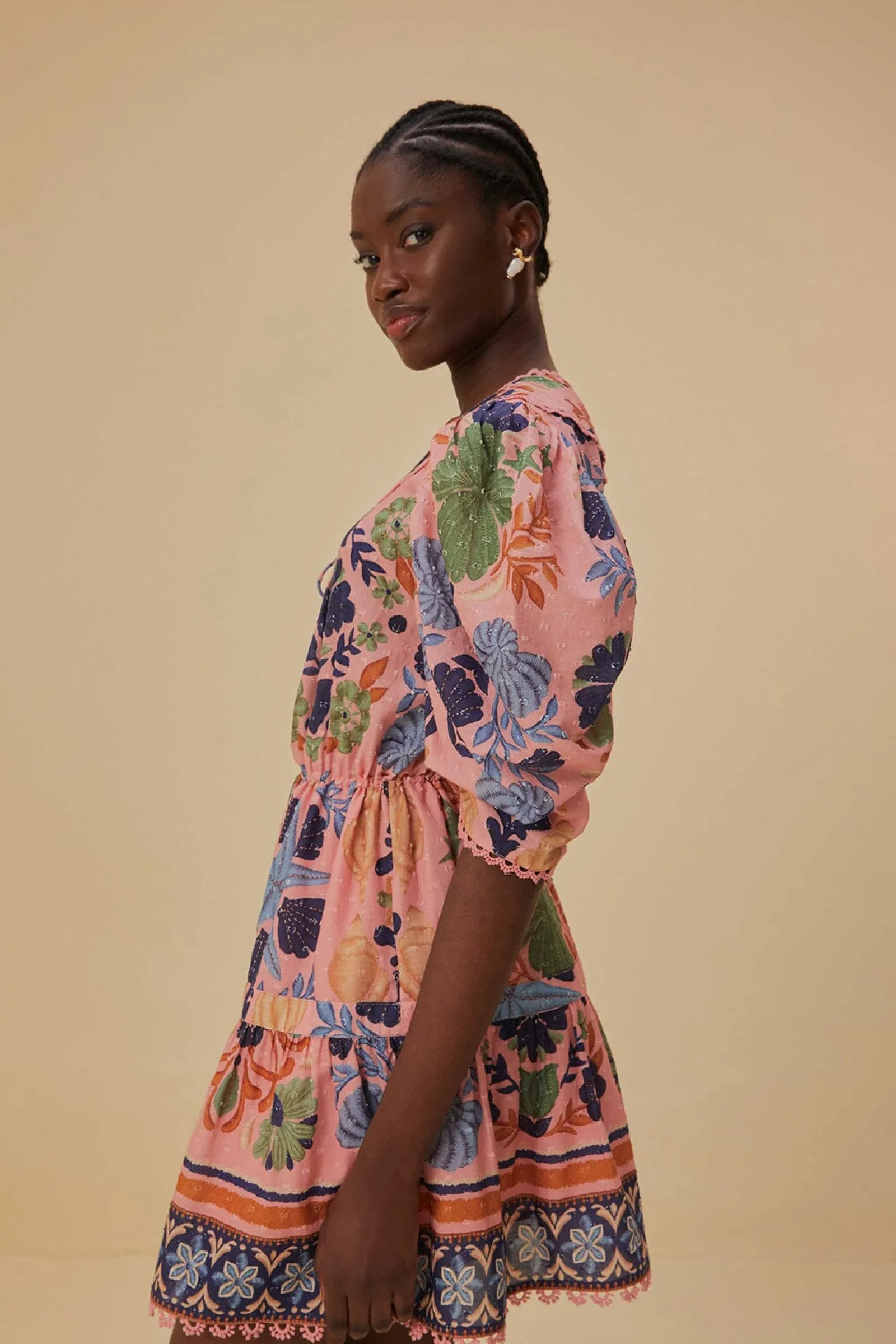 PINK SEASHELL TAPESTRY MINI DRESS