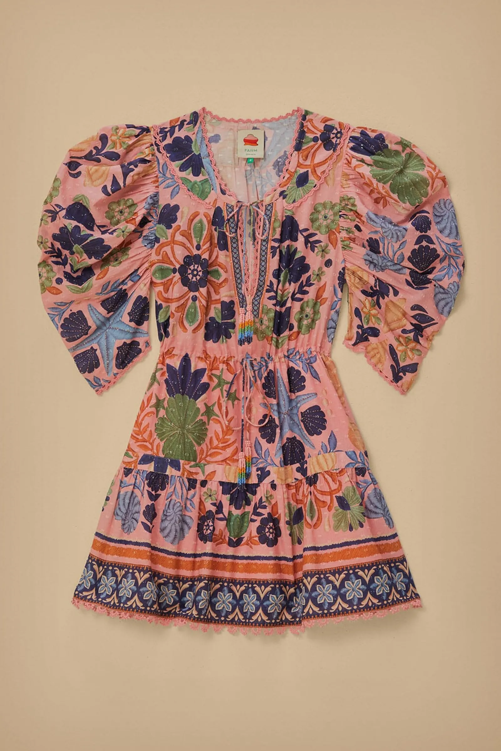 PINK SEASHELL TAPESTRY MINI DRESS