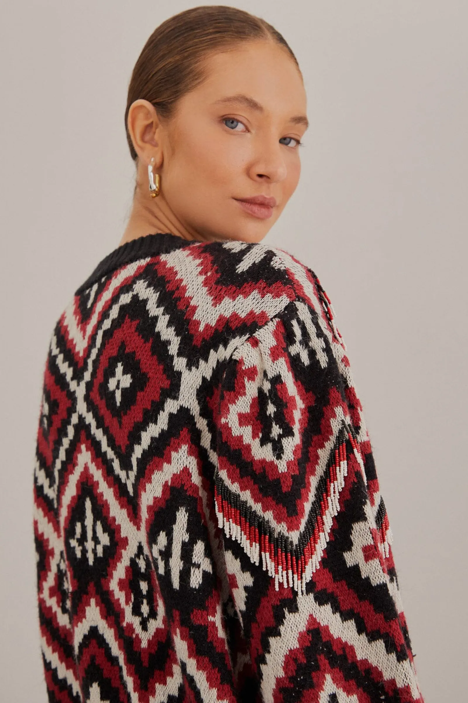 RAUTI BEADED KNIT SWEATER