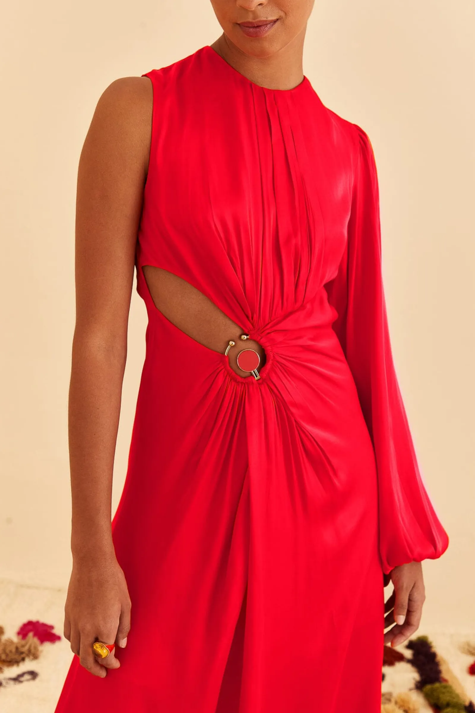 RED ONE SHOULDER MAXI DRESS