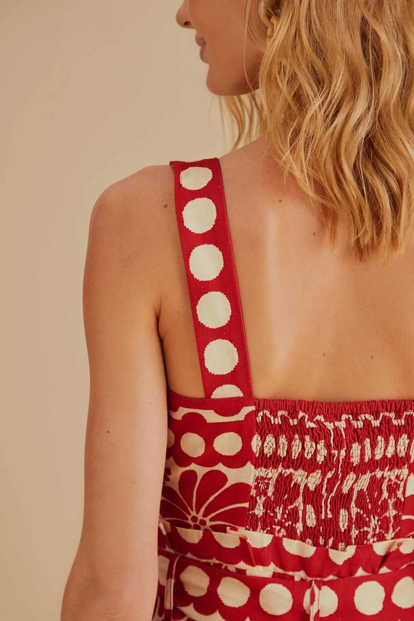 RED PALERMO SLEEVELESS ROMPER