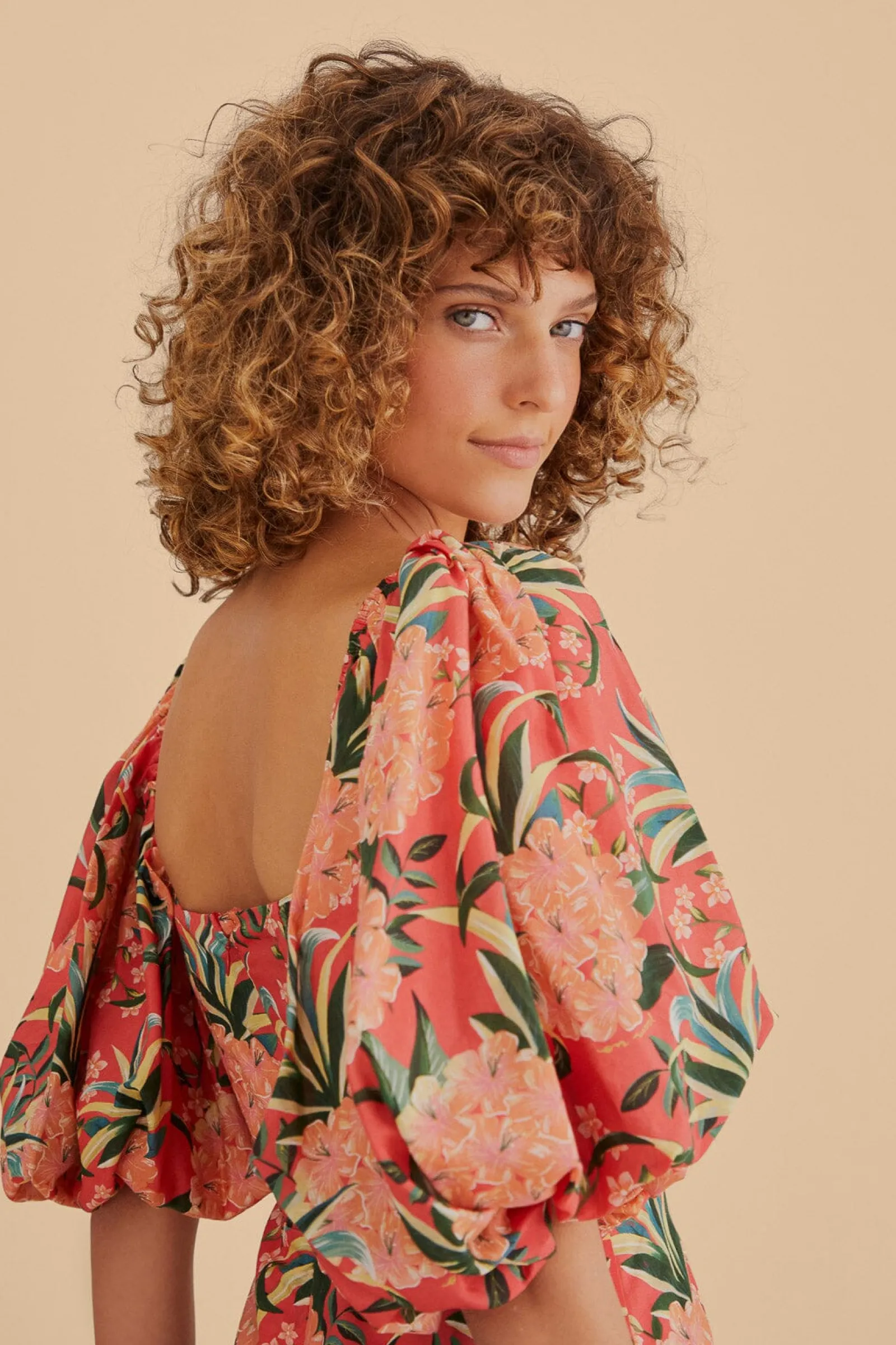 RED PINEAPPLE BLOOM CUT OUT MIDI DRESS