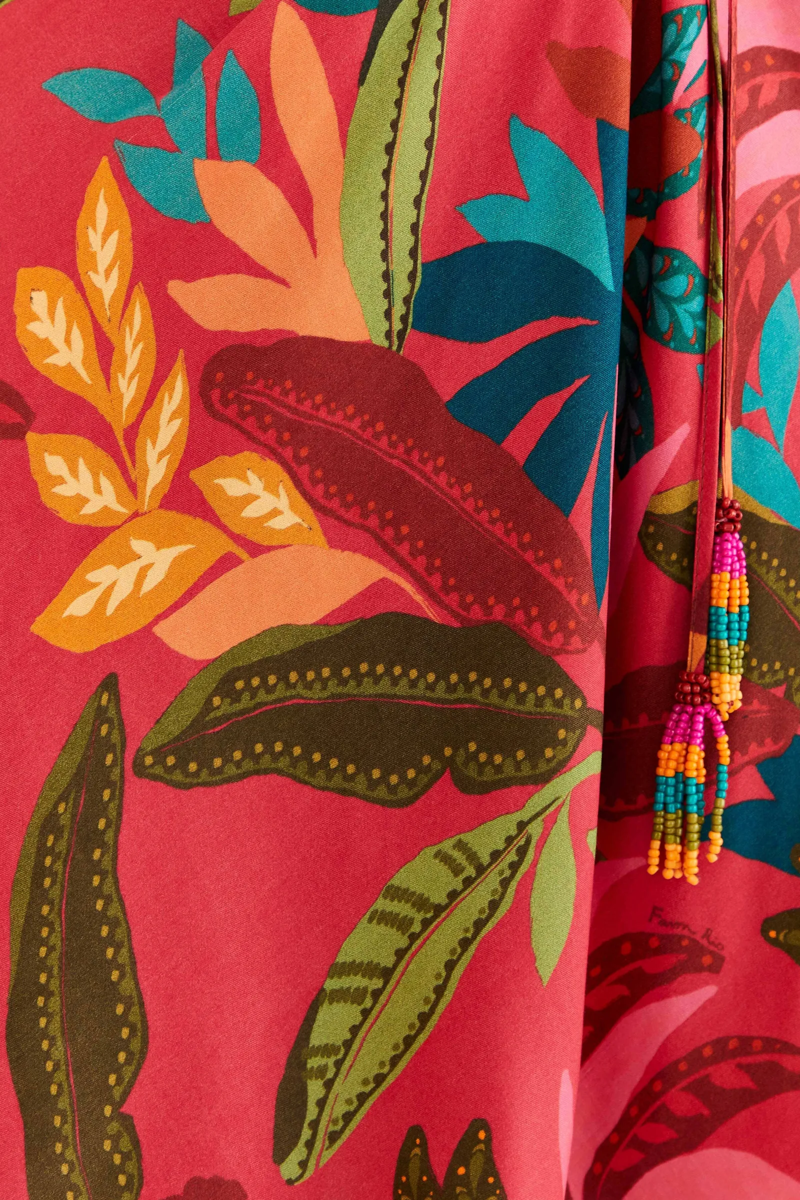 RED ROOSTER LEAVES LONG SLEEVE MINI DRESS