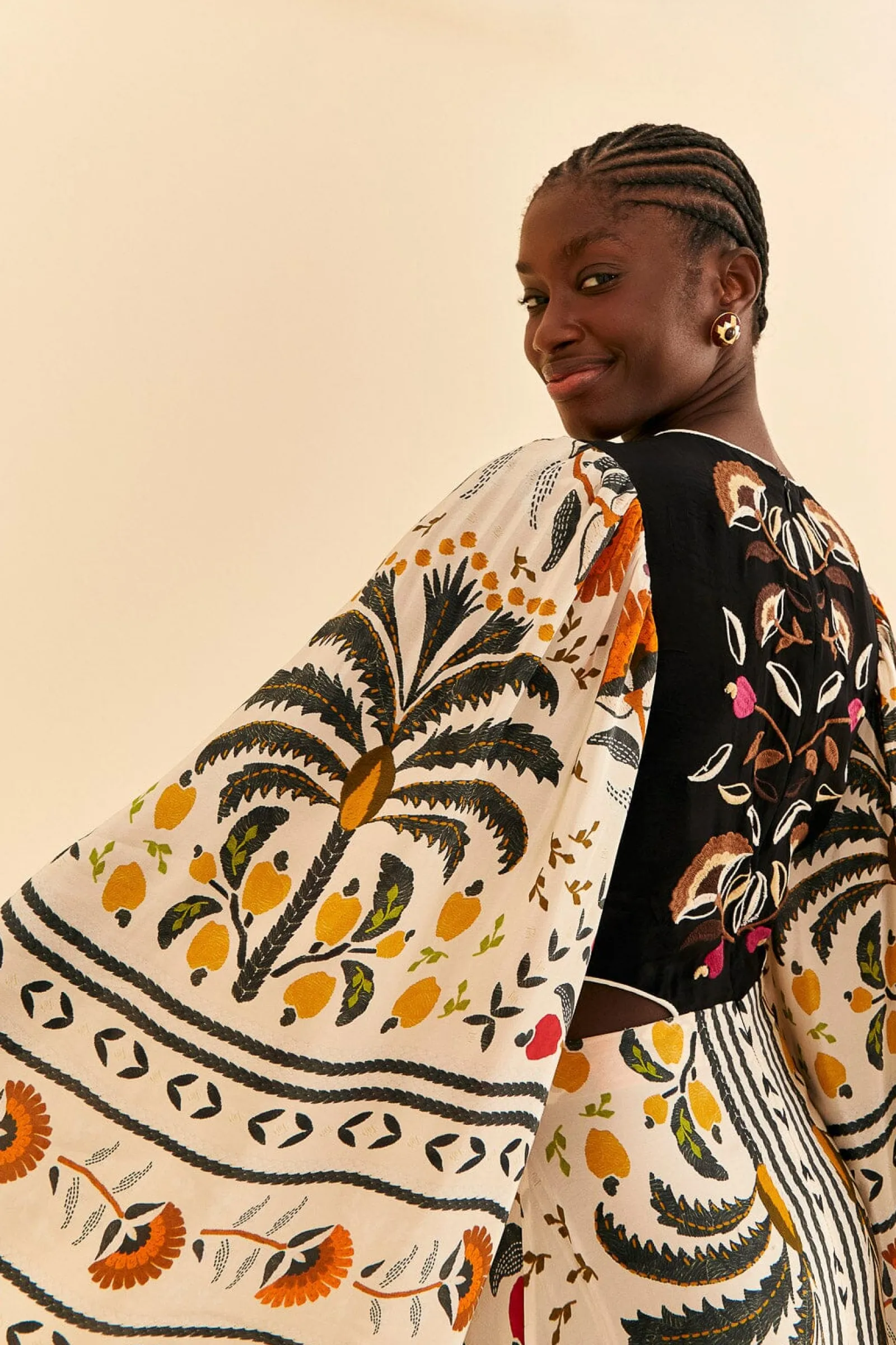 SAND PALMS PARADISE EMBROIDERED CUT OUT MIDI DRESS