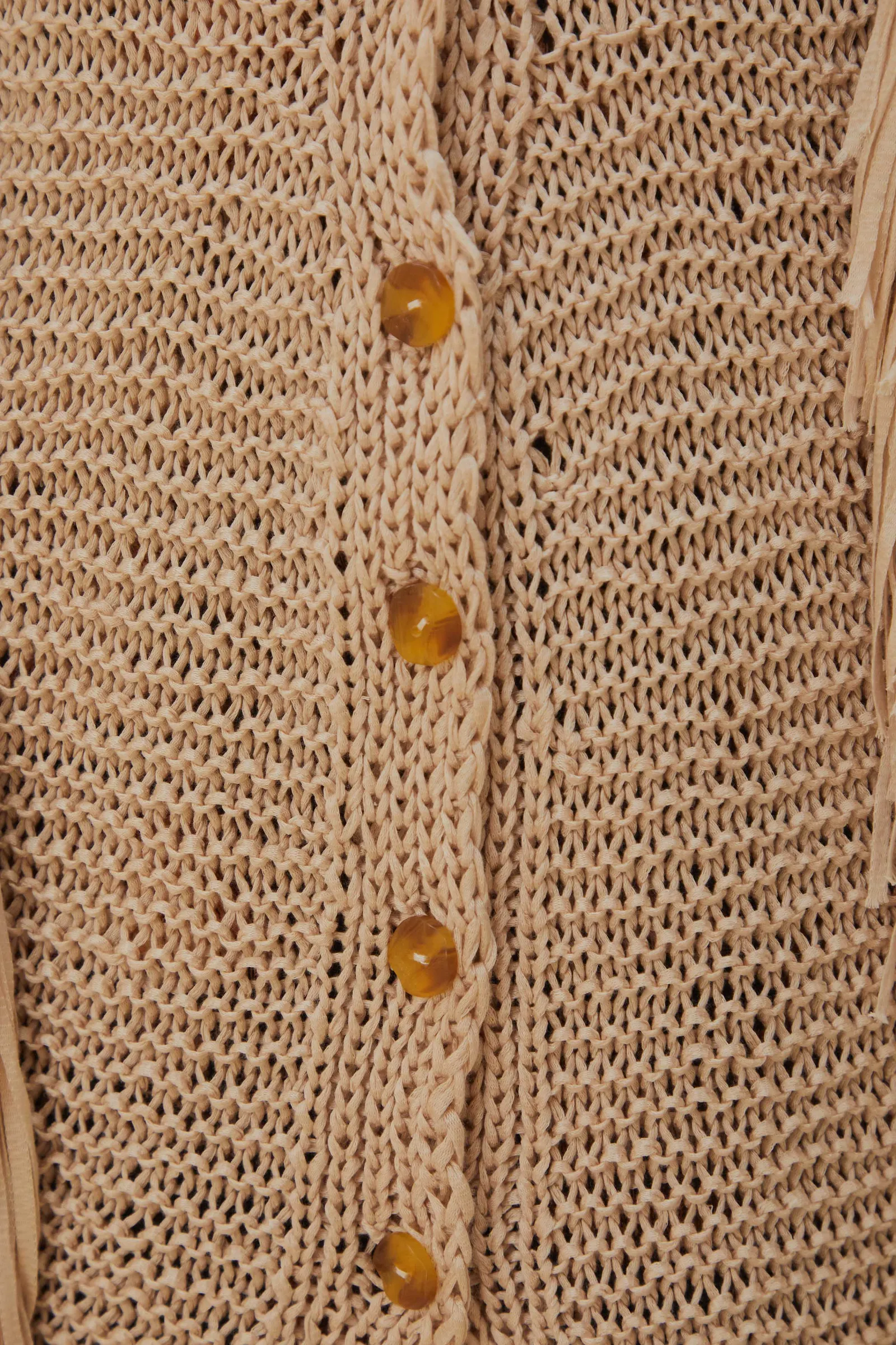 SAND STRIPES FRINGES KNIT CARDIGAN