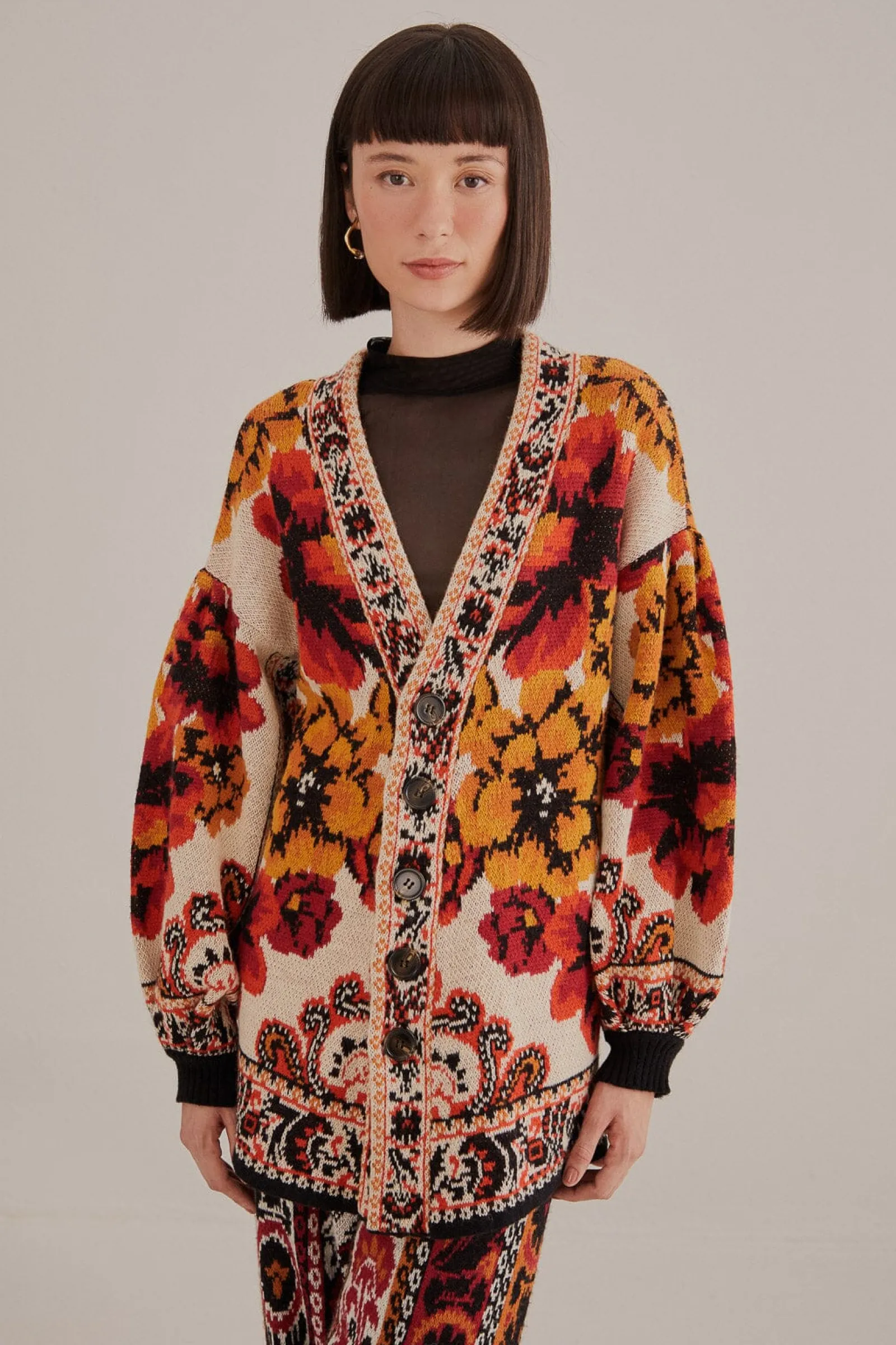  SAND WINTER TAPESTRY KNIT CARDIGAN
