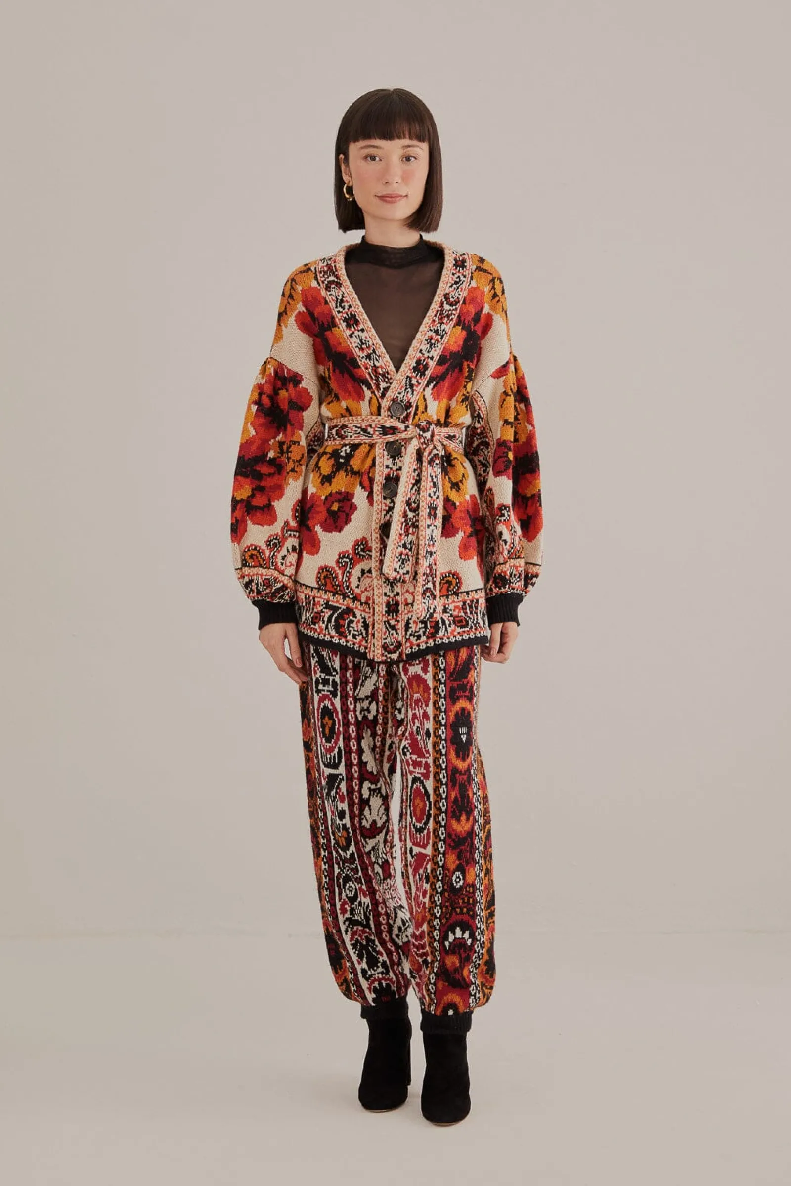 SAND WINTER TAPESTRY KNIT CARDIGAN