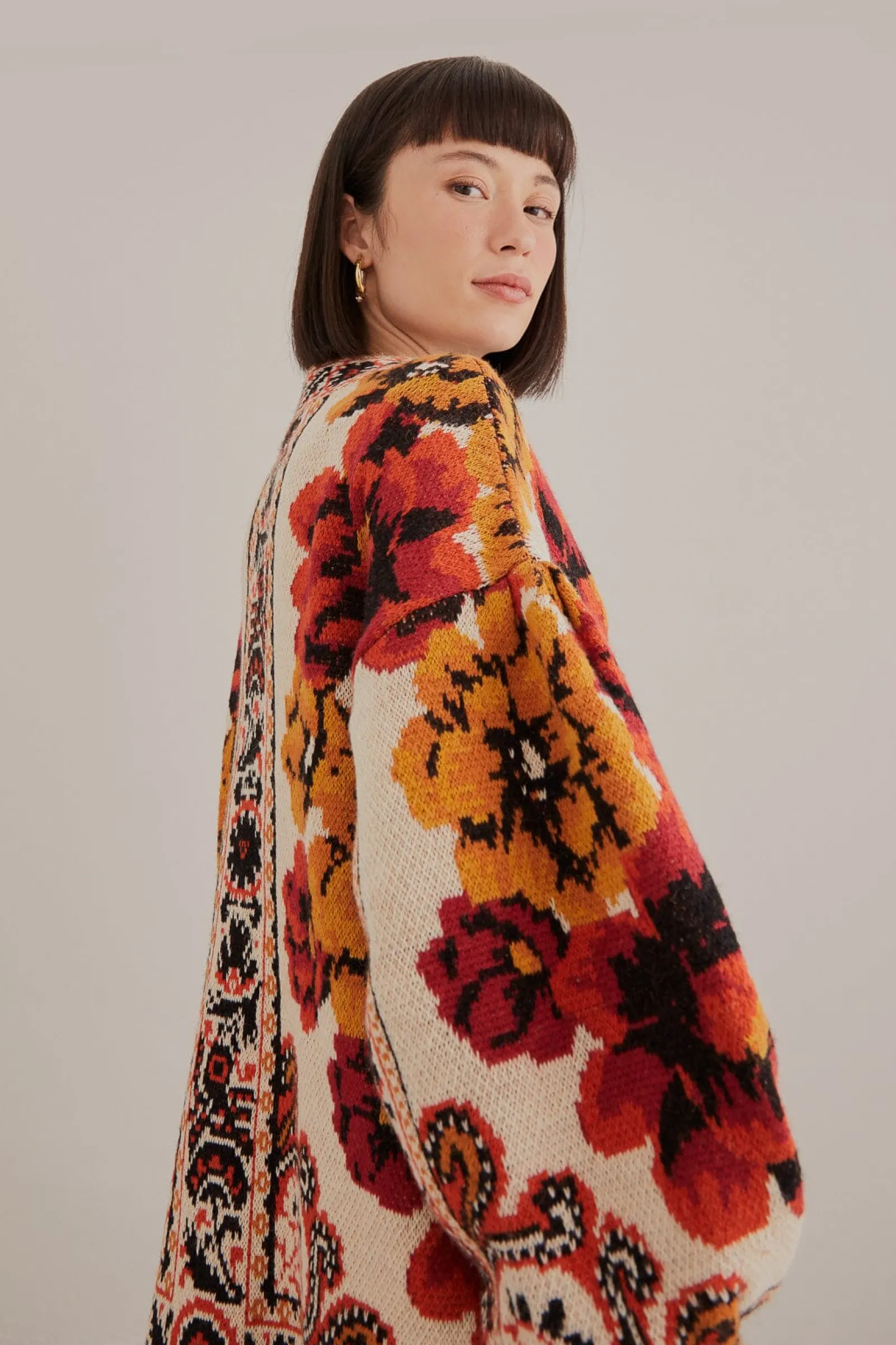 SAND WINTER TAPESTRY KNIT CARDIGAN