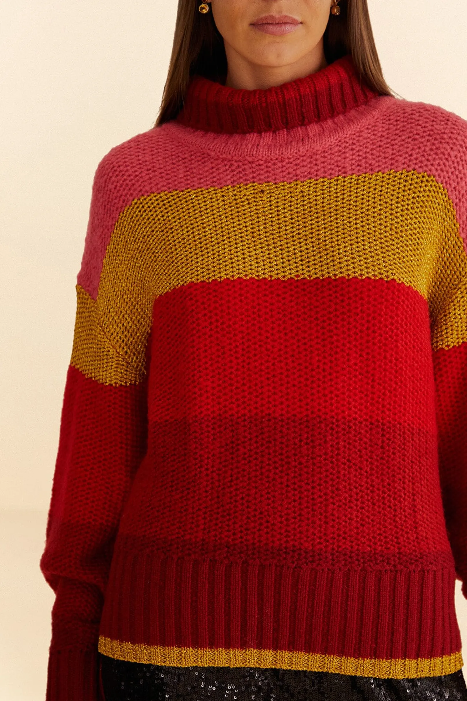 SHINY STRIPES KNIT SWEATER