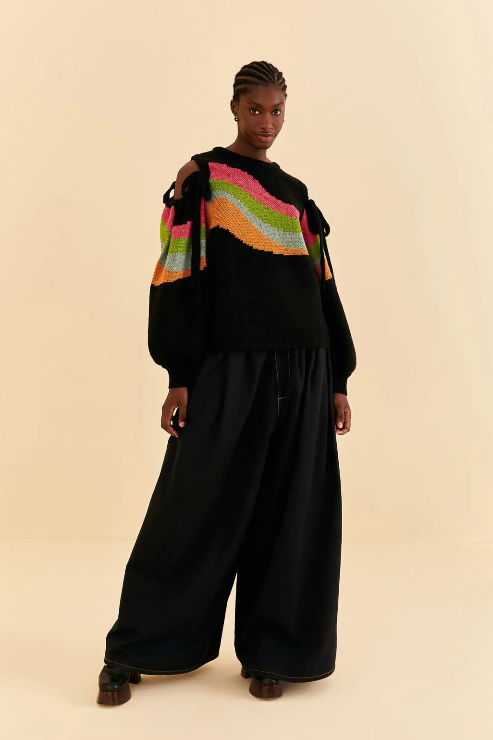 SHOULDER CUT OUTS KNIT SWEATER