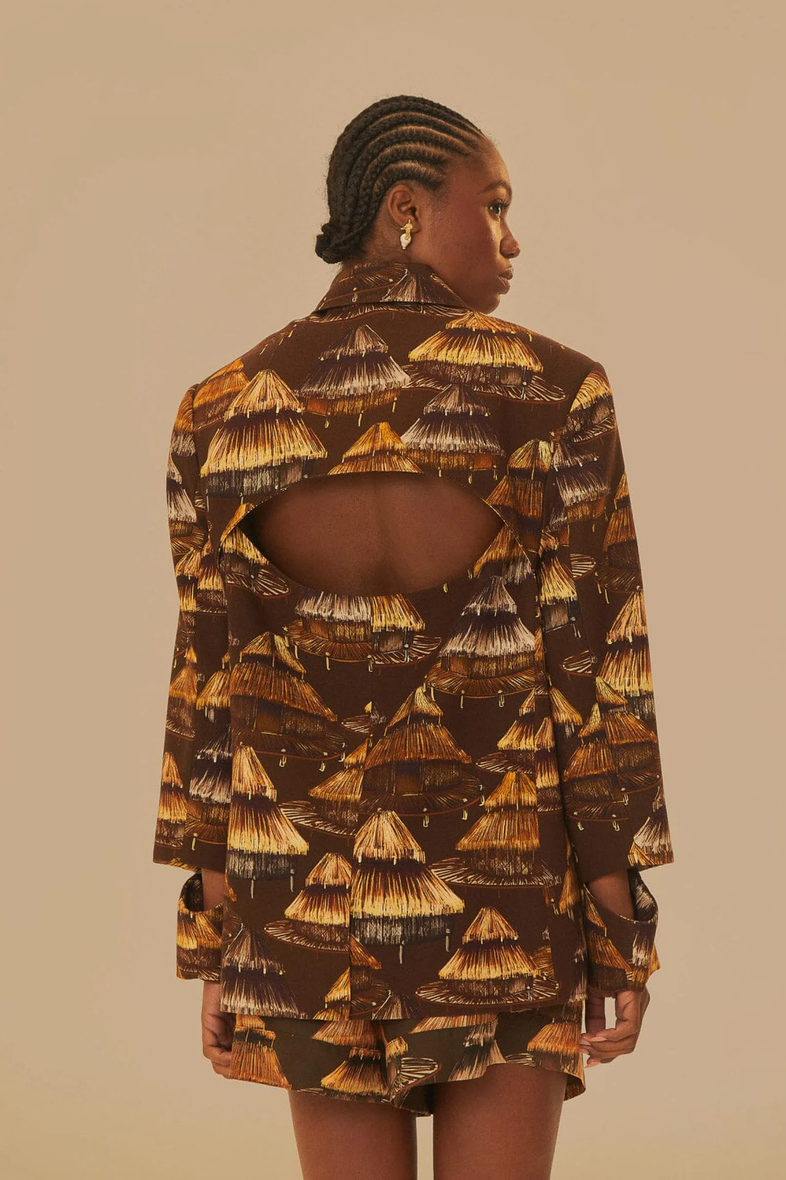 SHUHU BROWN CUT OUT BLAZER